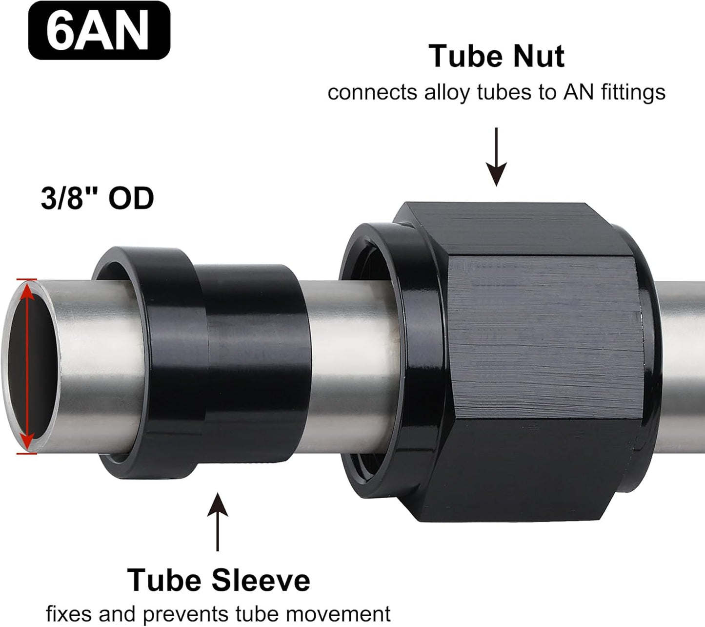 6AN aluminium hardline tube nut 2-pack — view 5