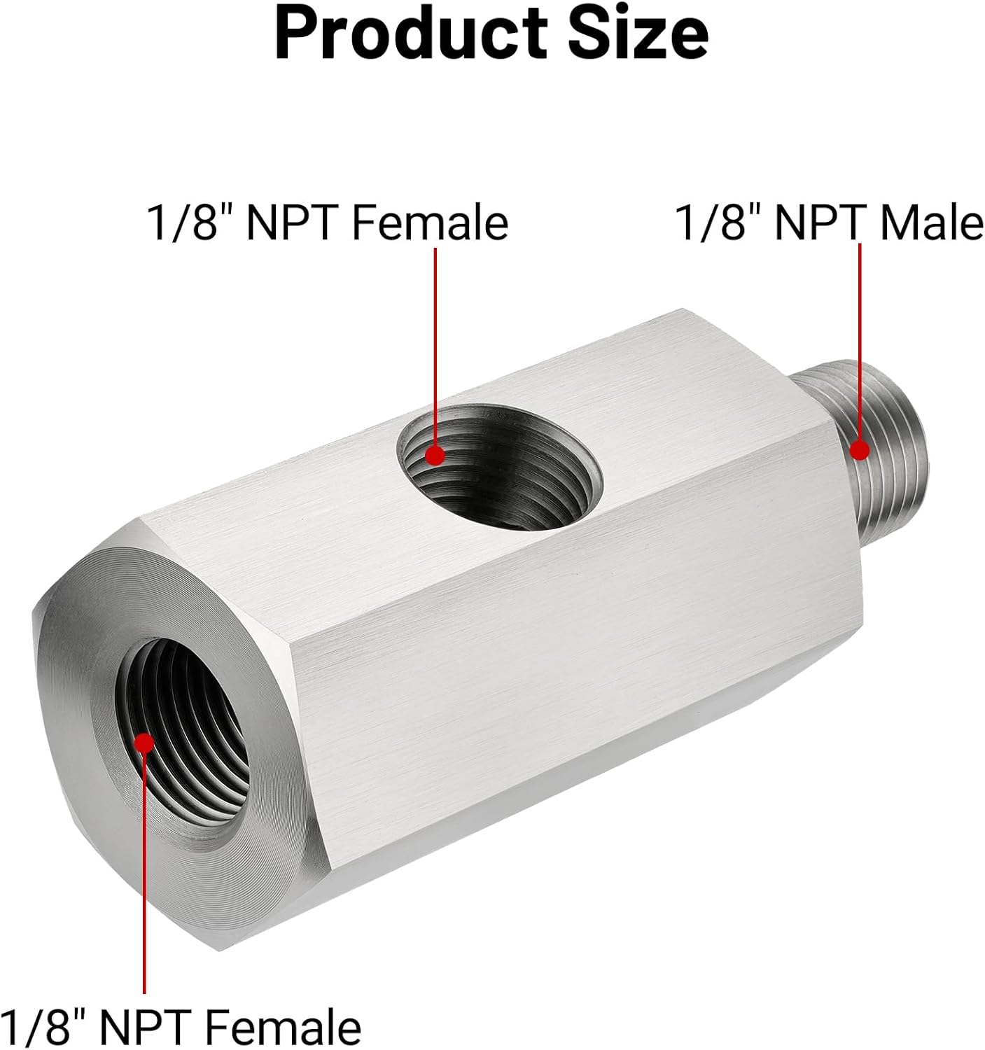 1/8 NPT oil pressure sensor tee adapter — view 3