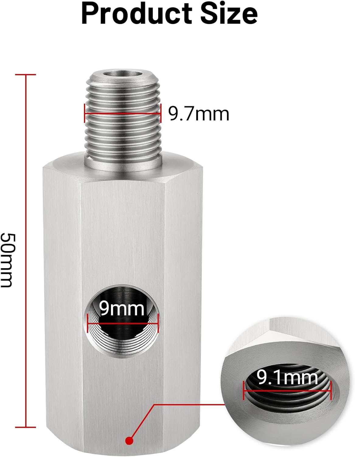 1/8 NPT oil pressure sensor tee adapter — view 4