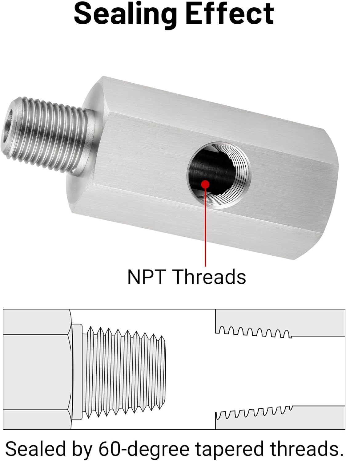 1/8 NPT oil pressure sensor tee adapter — view 7