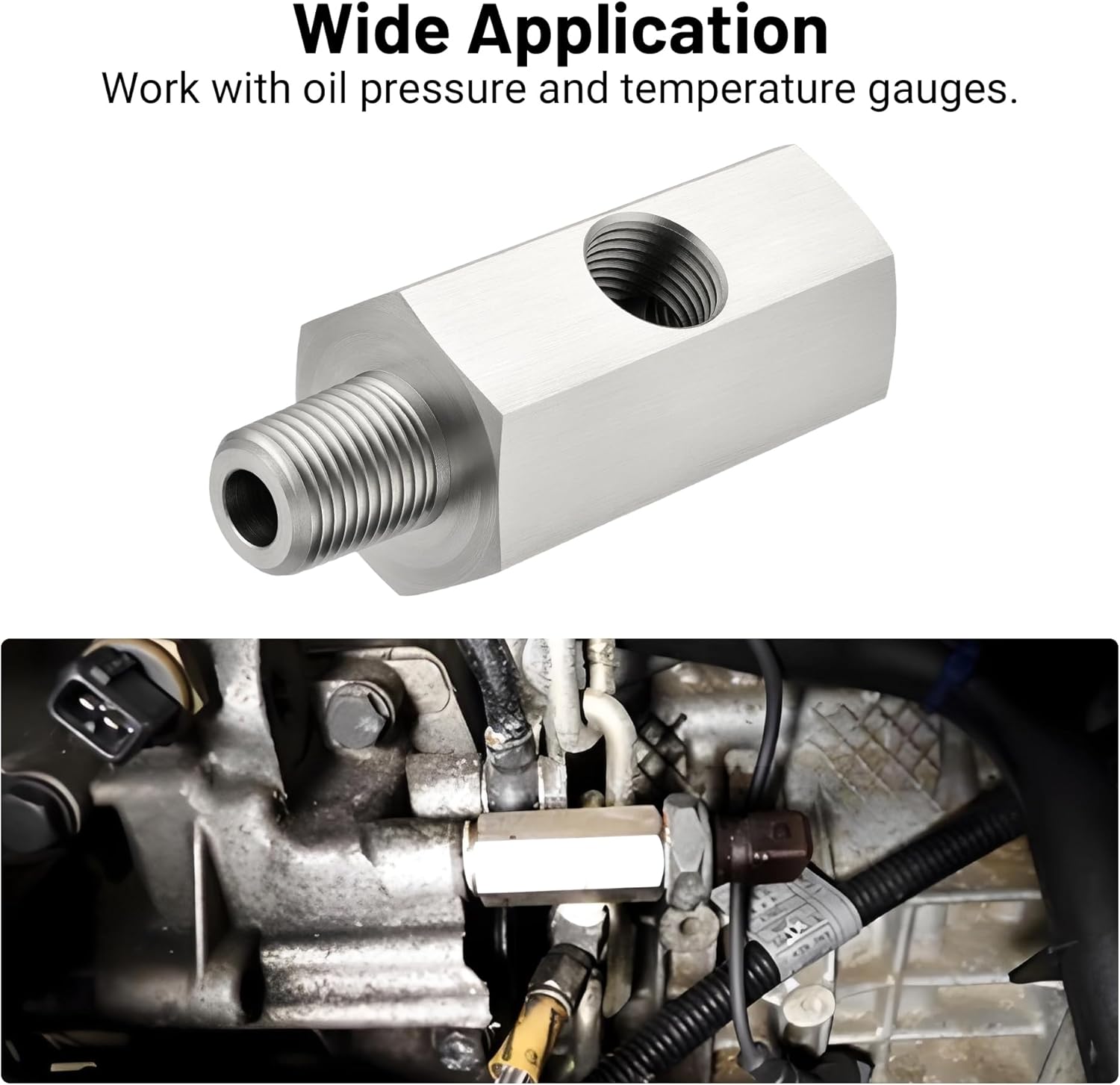 1/8 NPT oil pressure sensor tee adapter — view 8