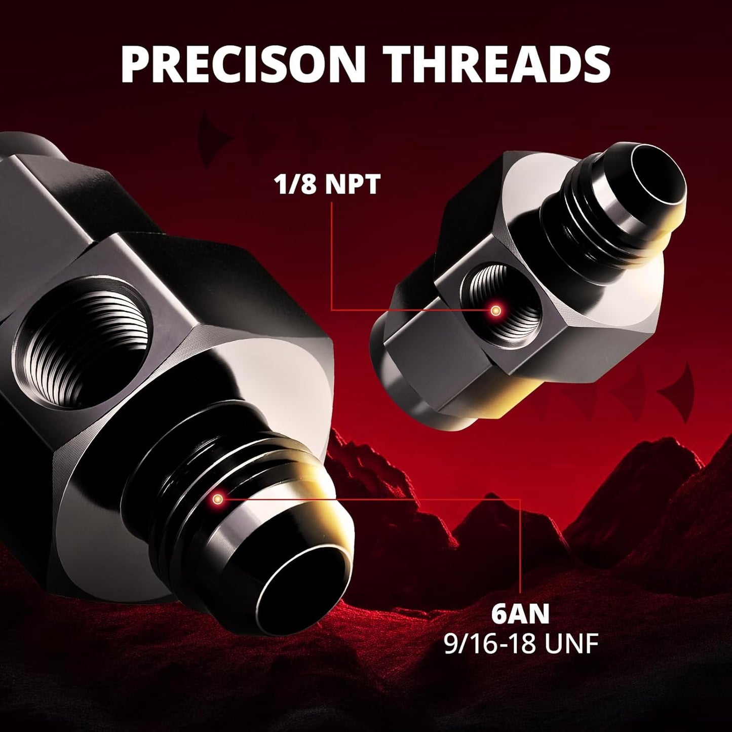 6AN fuel pressure take-off adapter 2-pack — view 3