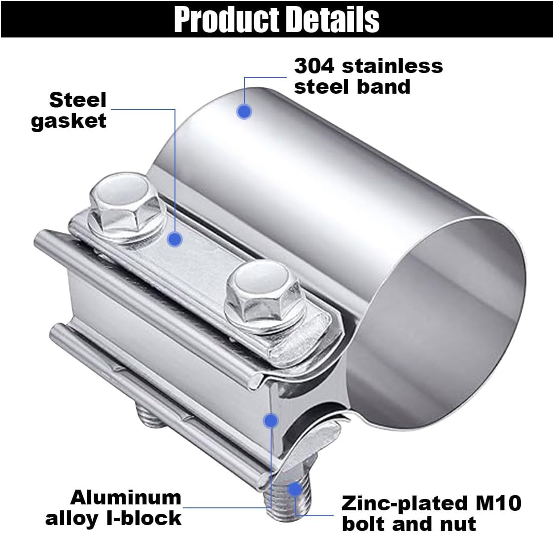 2 pcs 2.25 inch exhaust clamp — view 4
