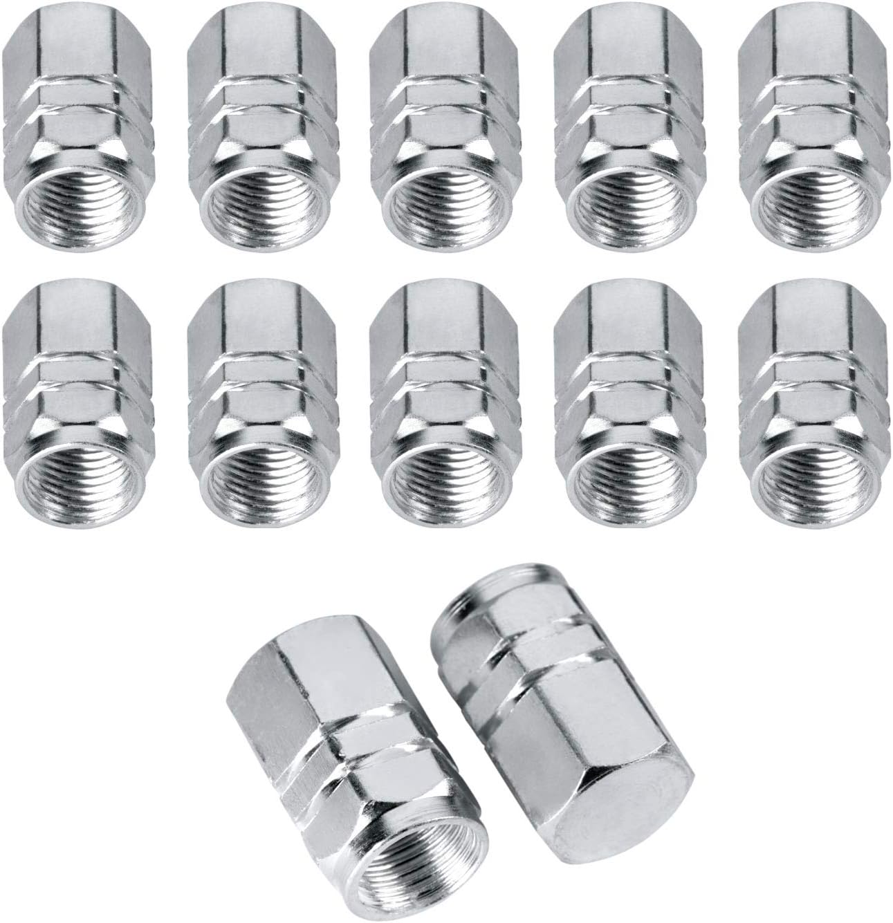 Aluminium tyre valve stem caps, silver — view 2