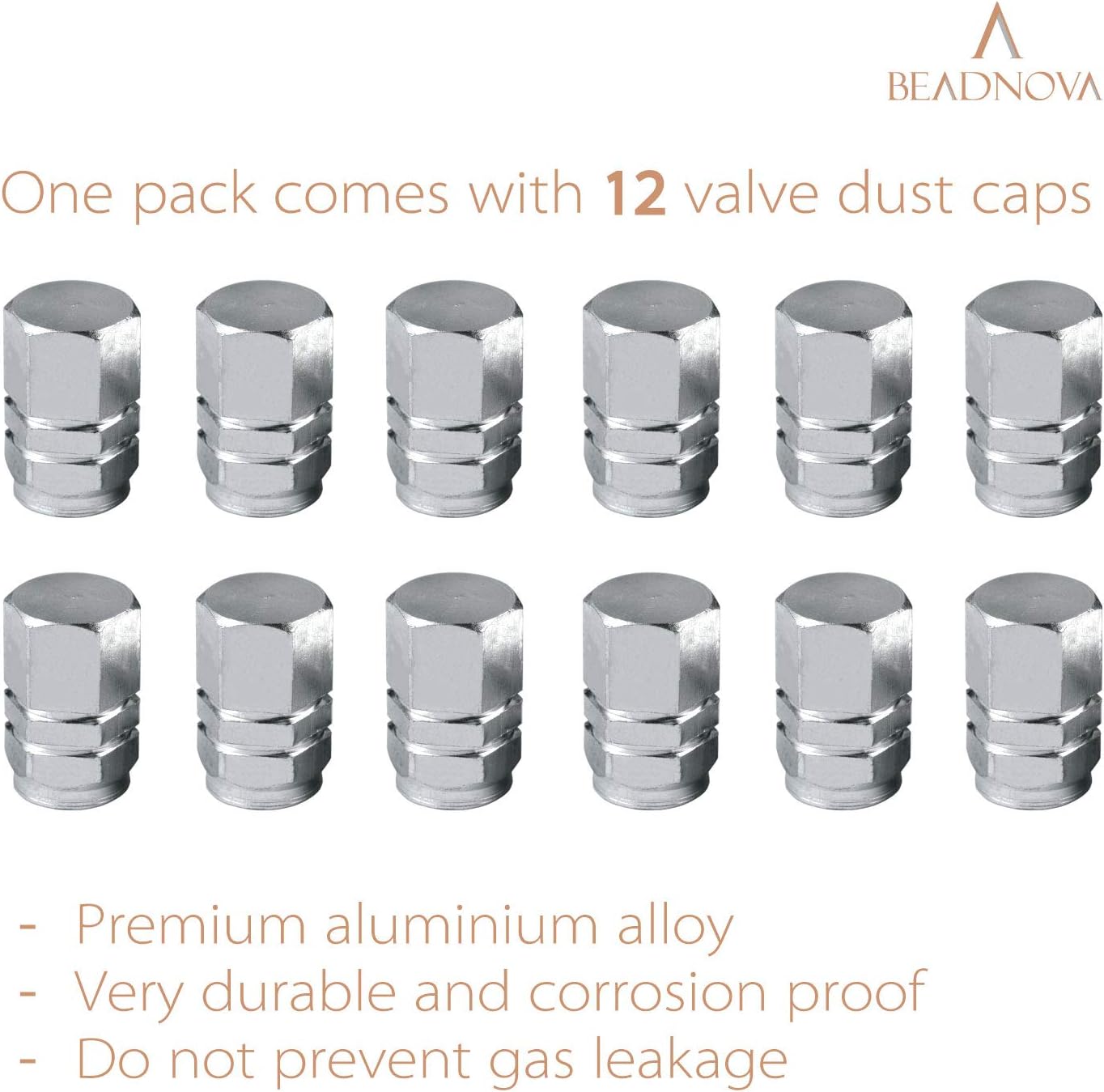 Aluminium tyre valve stem caps, silver — view 6