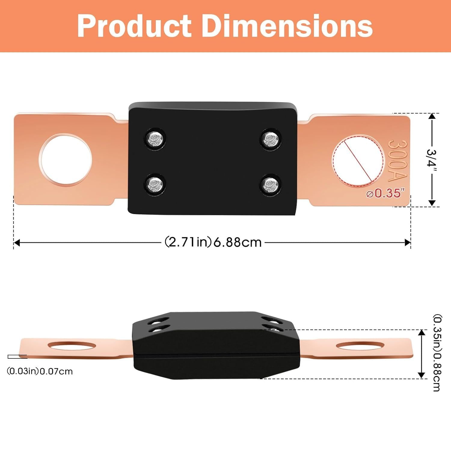 3Pcs High Current Bolt-on Fuses — view 3
