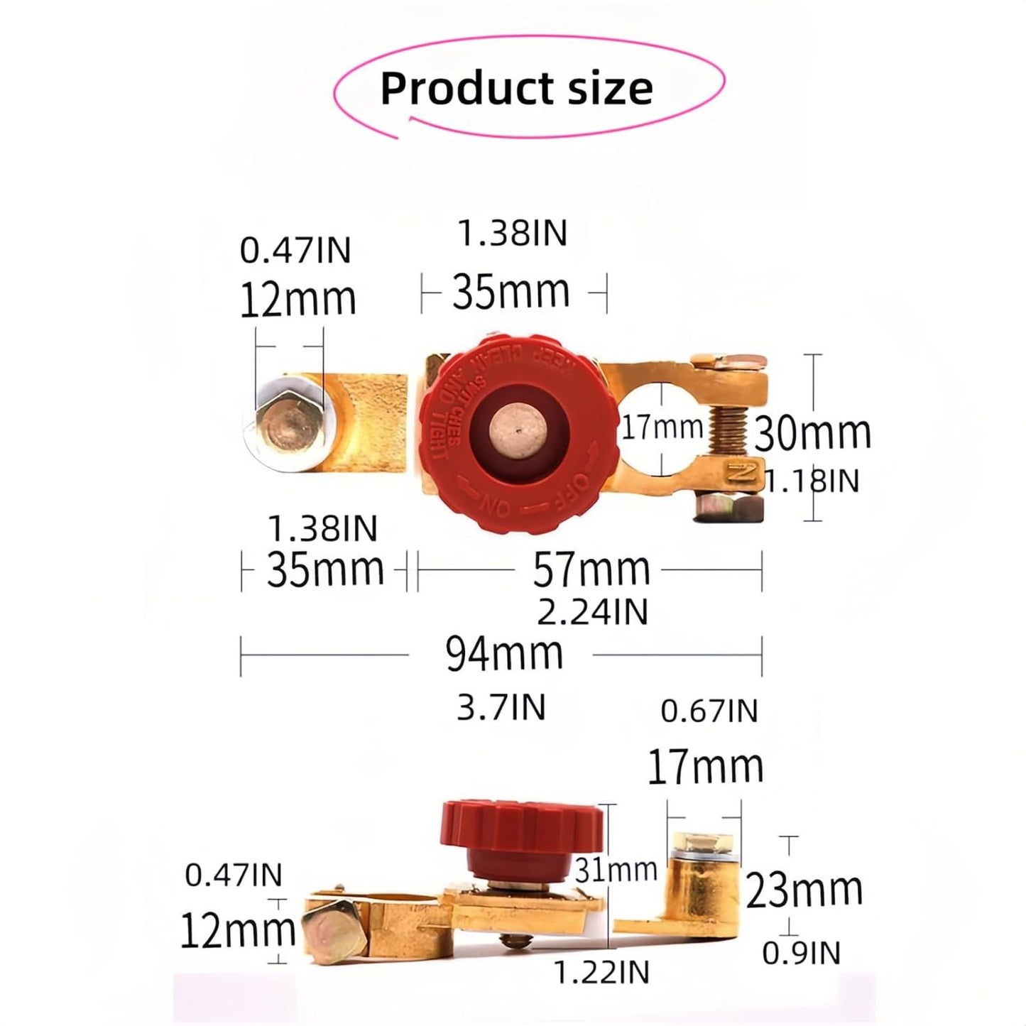 Top Post Battery Disconnect Switch 12V 125A — view 5