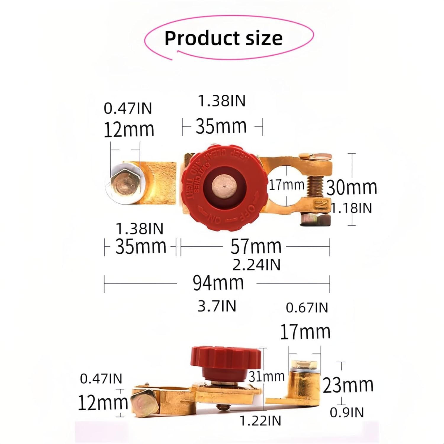 Top Post Battery Disconnect Switch 12V 125A — view 5