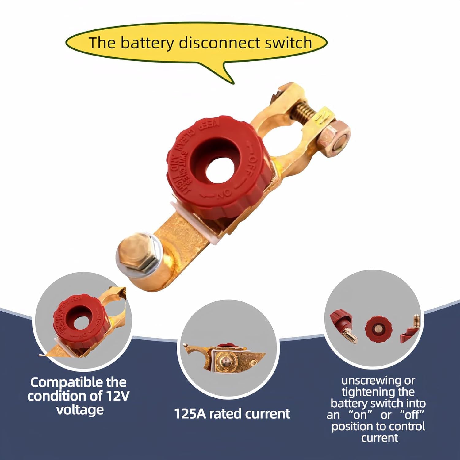 Top Post Battery Disconnect Switch 12V 125A — view 6