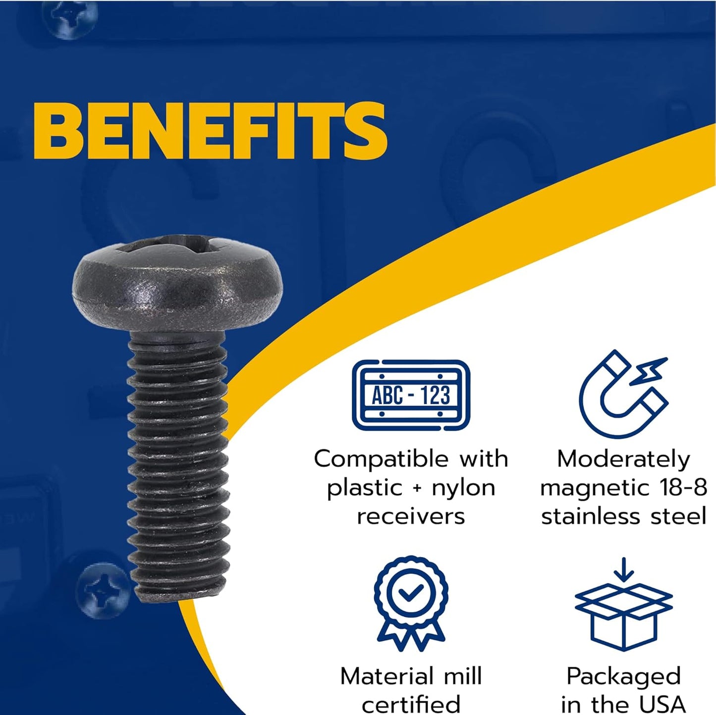 Black licence plate screws, pack of 4 — view 6