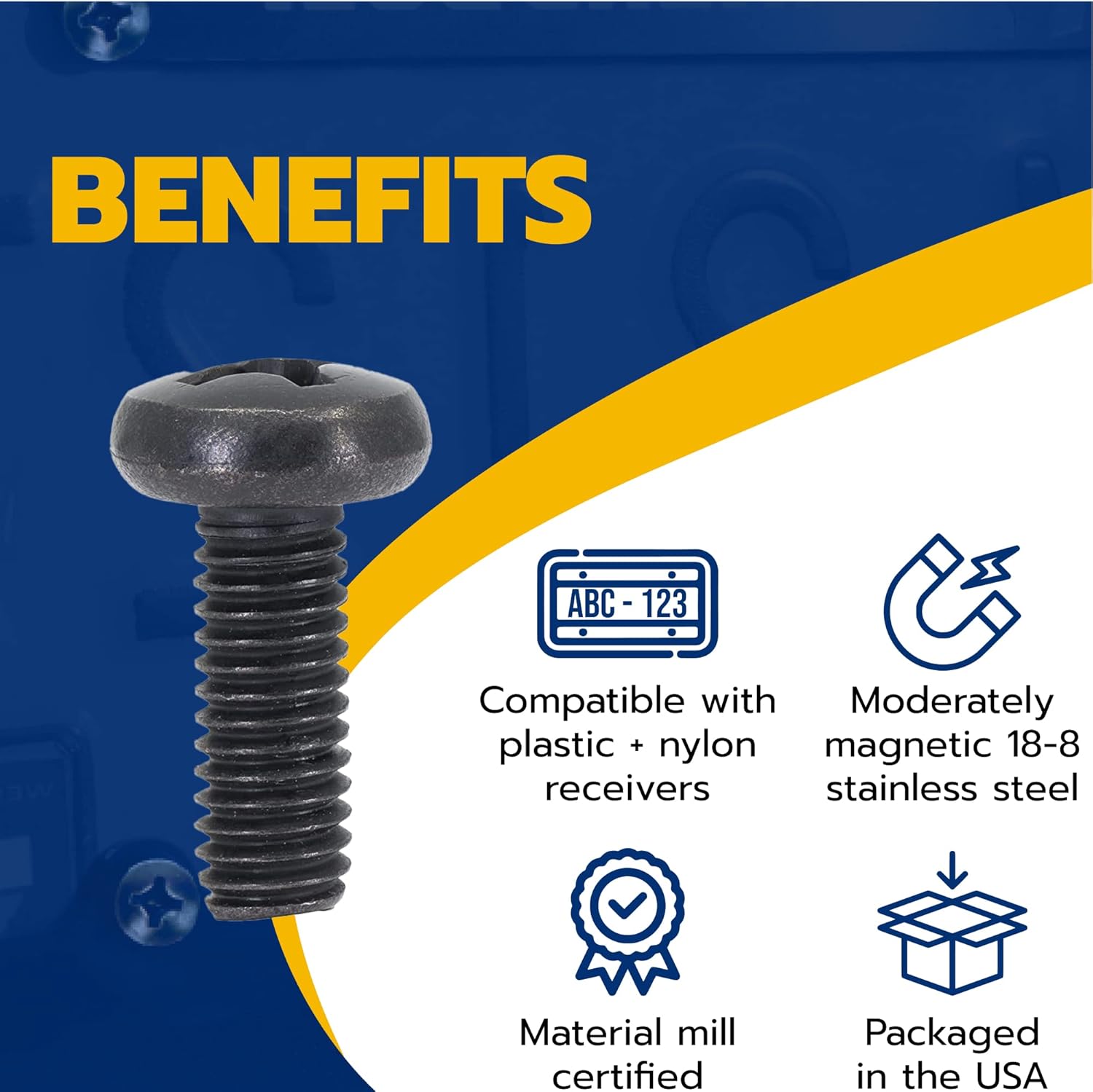 Black licence plate screws, pack of 4 — view 6