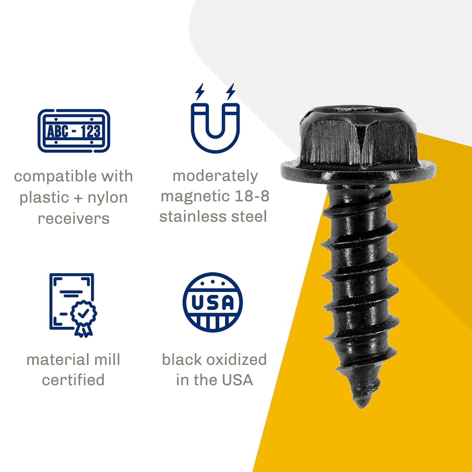 Black license plate screws stainless — view 5