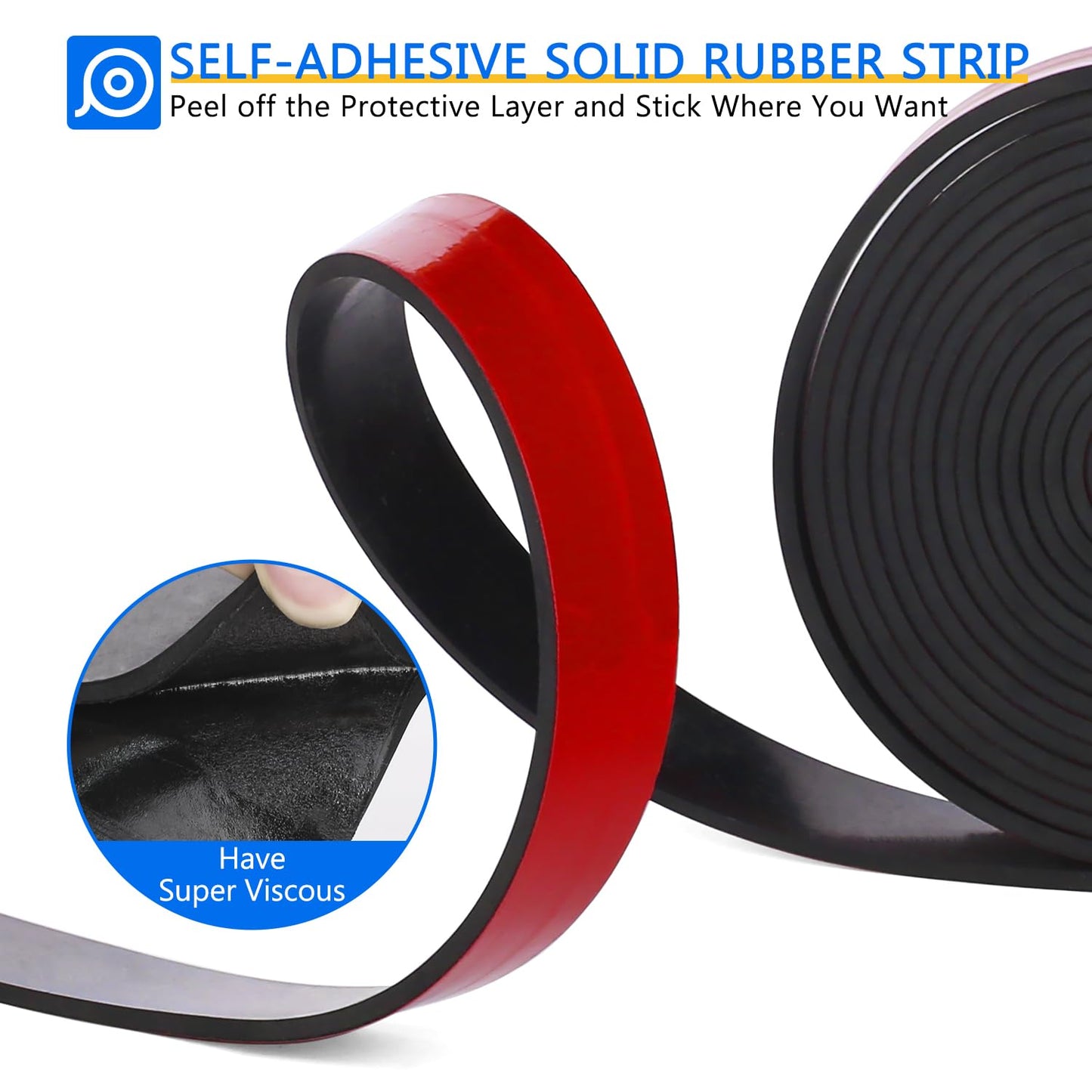 Adhesive Solid Rubber Strips, 1/2 Wide — view 4