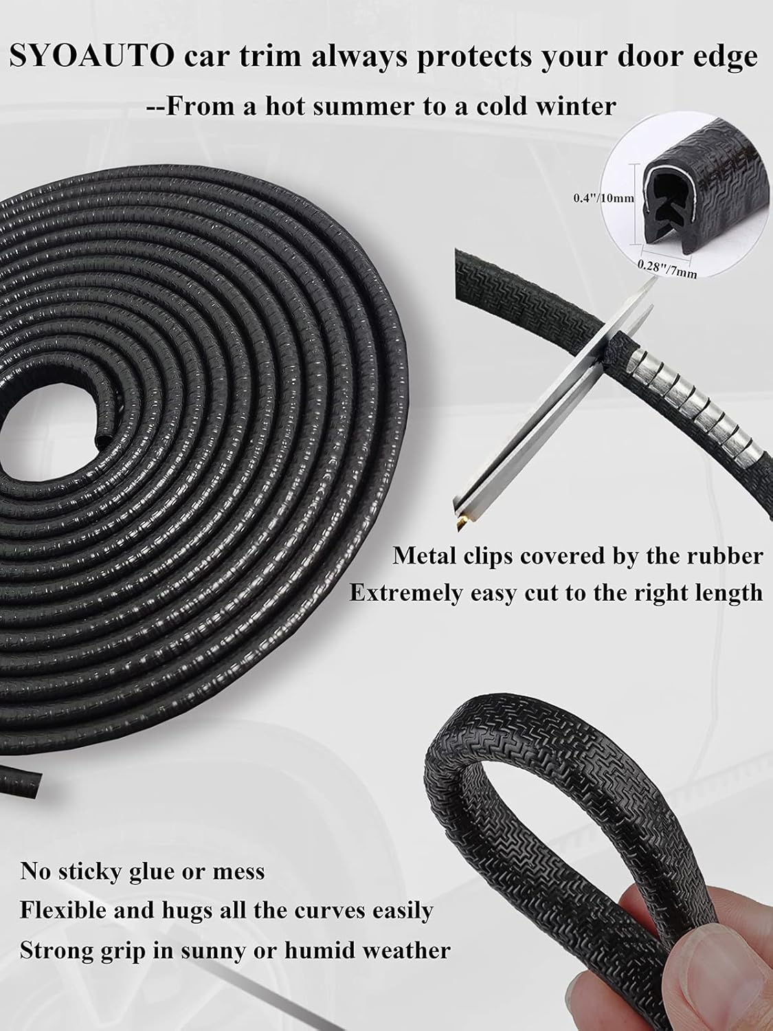32Ft(10M) Door Edge Guard Black Car — view 4
