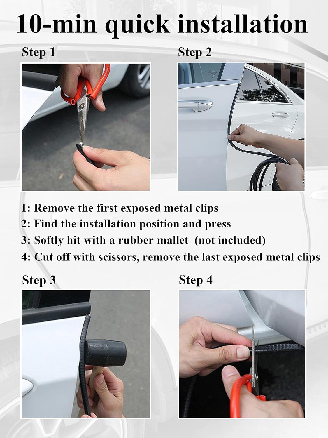 32Ft(10M) Door Edge Guard Black Car — view 5