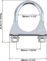 U-bolt stainless steel exhaust clamp 2 pack — view 7