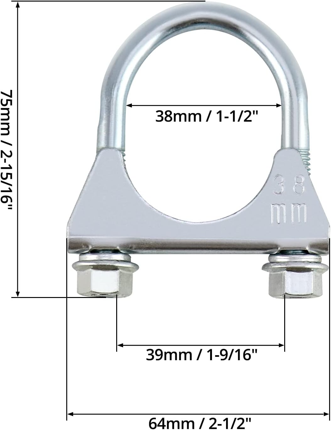 U-bolt stainless steel exhaust clamp 2 pack — view 7