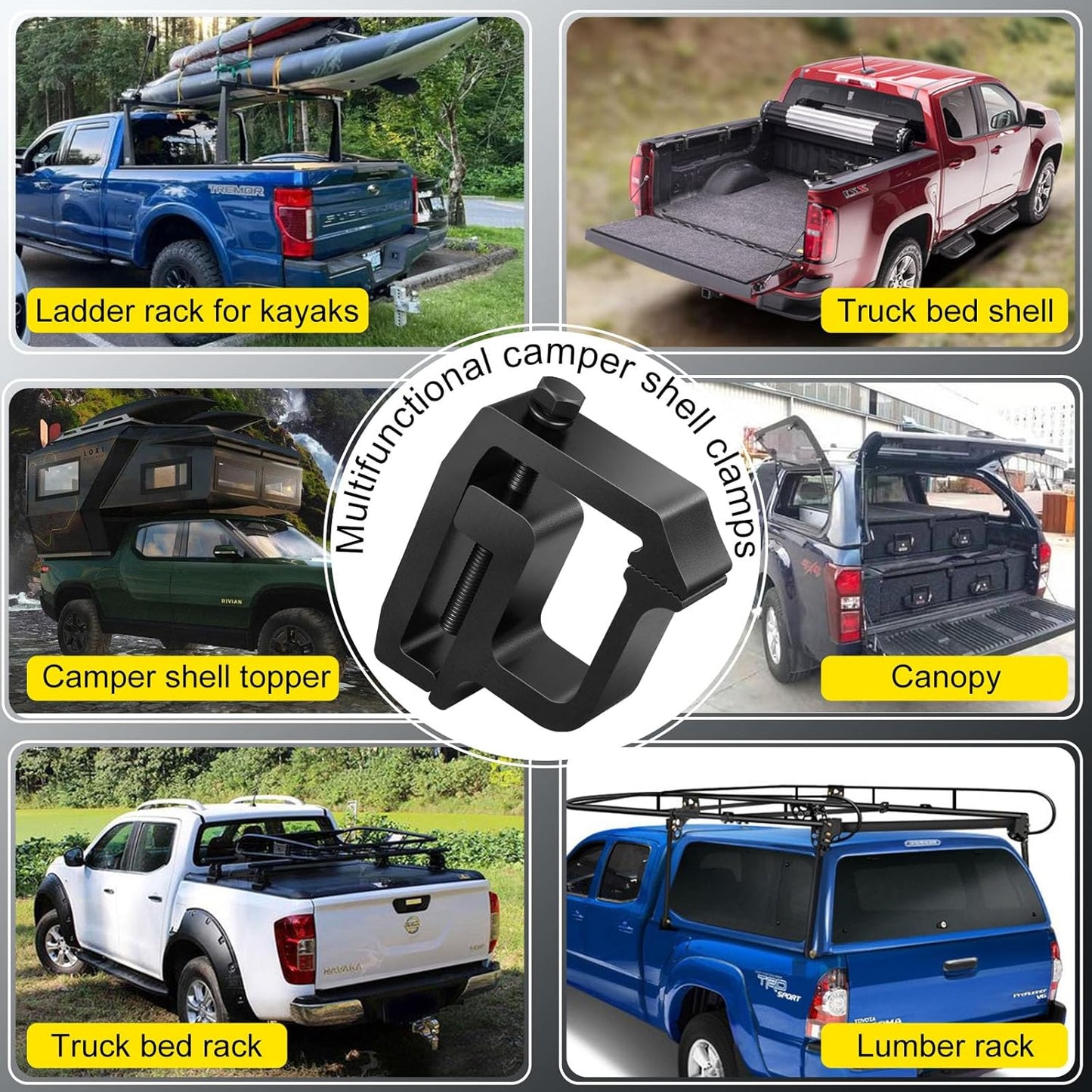 Heavy duty camper shell truck topper clamps — view 9