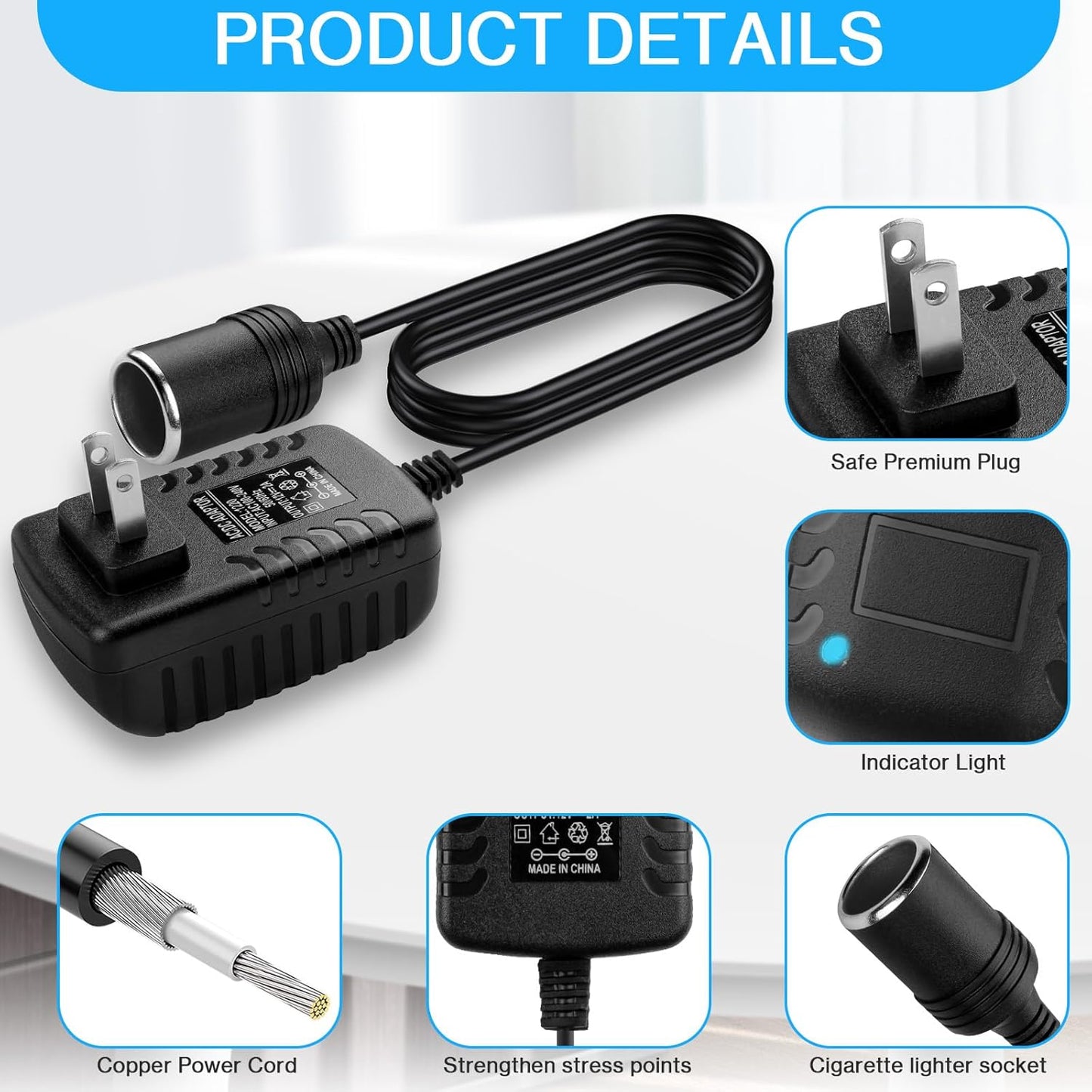 AC to DC car cigarette lighter adapter 24W — view 7