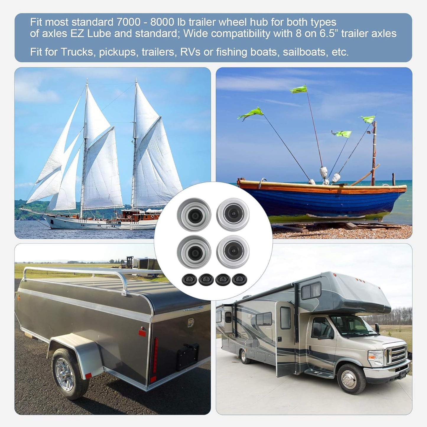 4pcs 2.72 Trailer Axle Wheel Hub — view 3