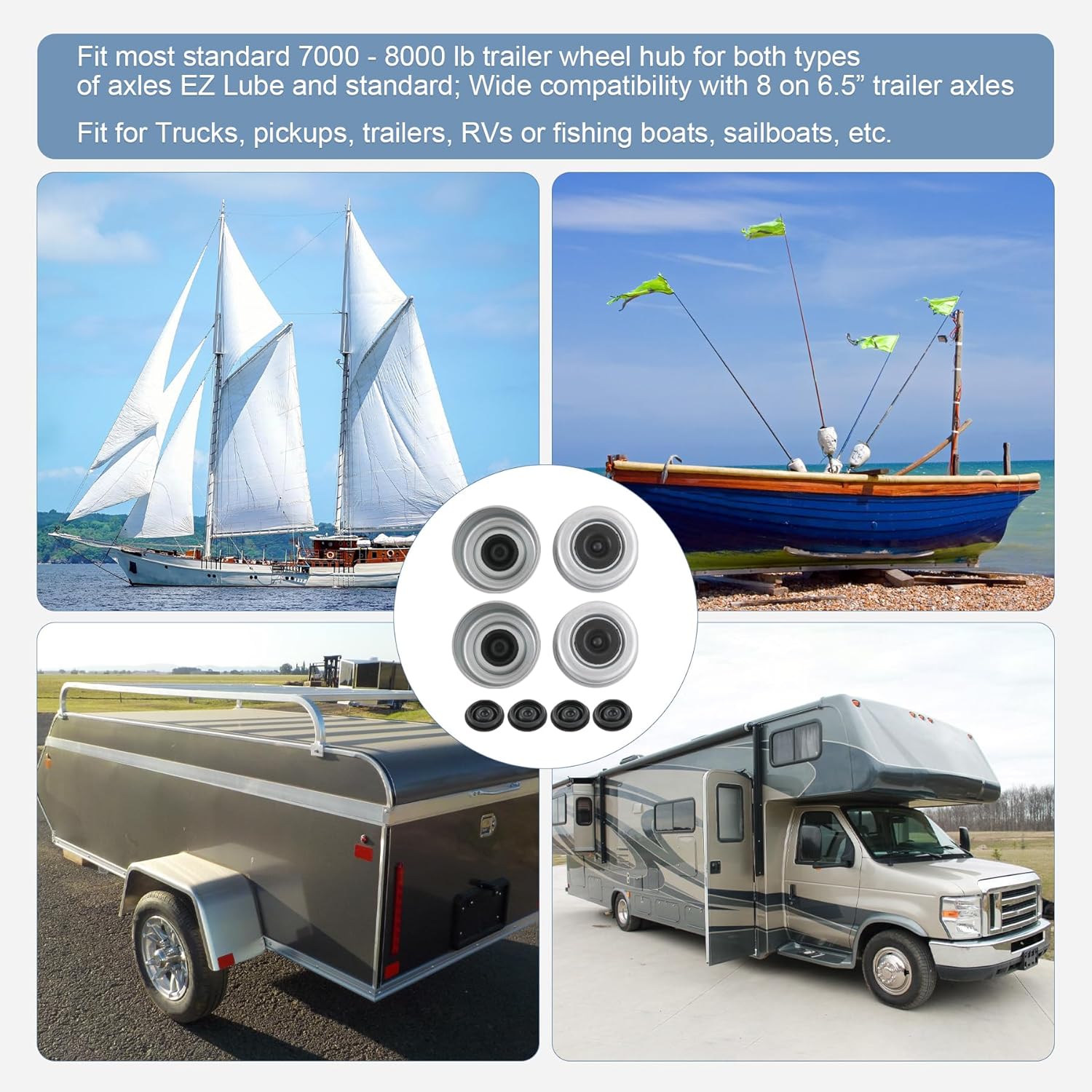 4pcs 2.72 Trailer Axle Wheel Hub — view 3