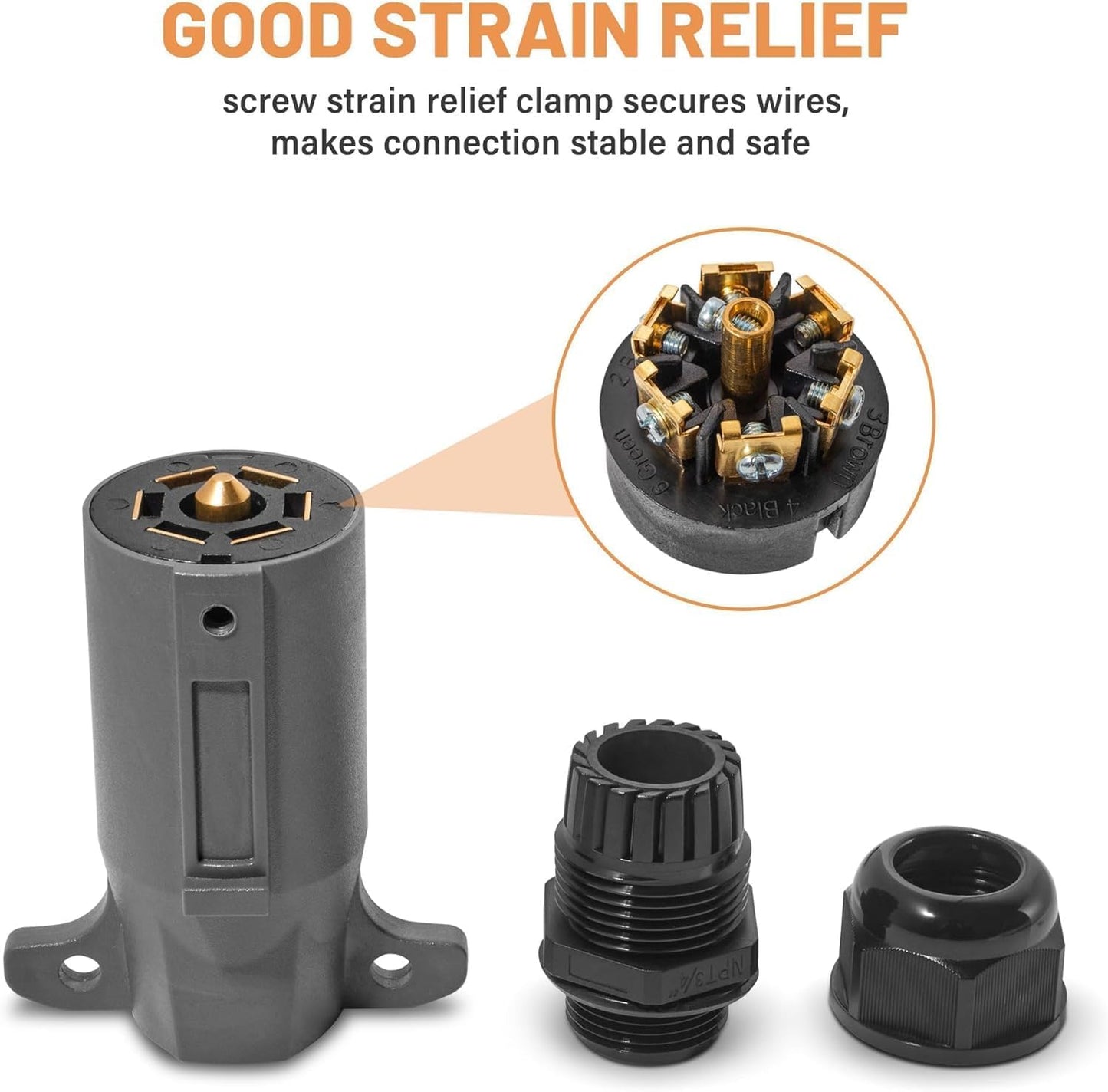 RV 7 pin trailer plug waterproof 2 pack — view 8