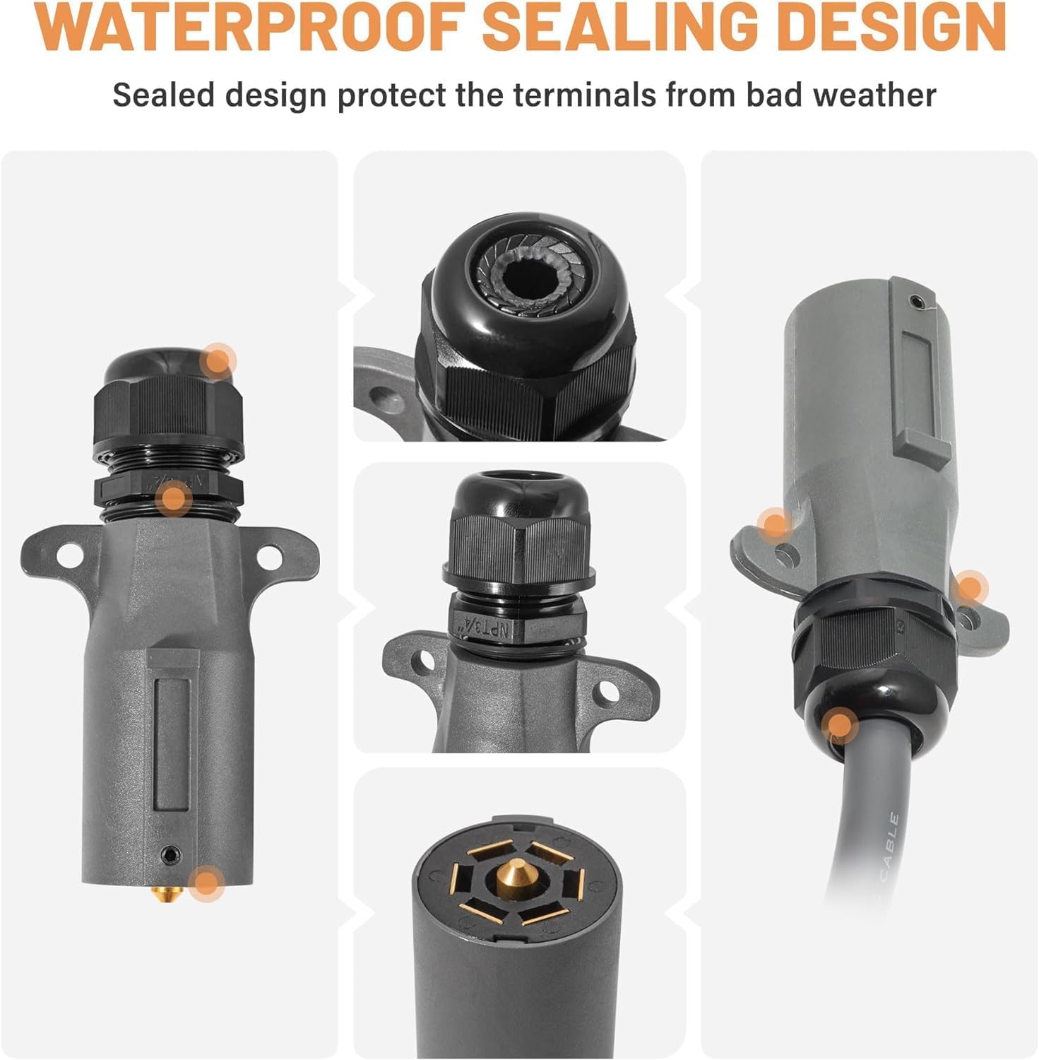 RV 7 pin trailer plug waterproof 2 pack — view 9