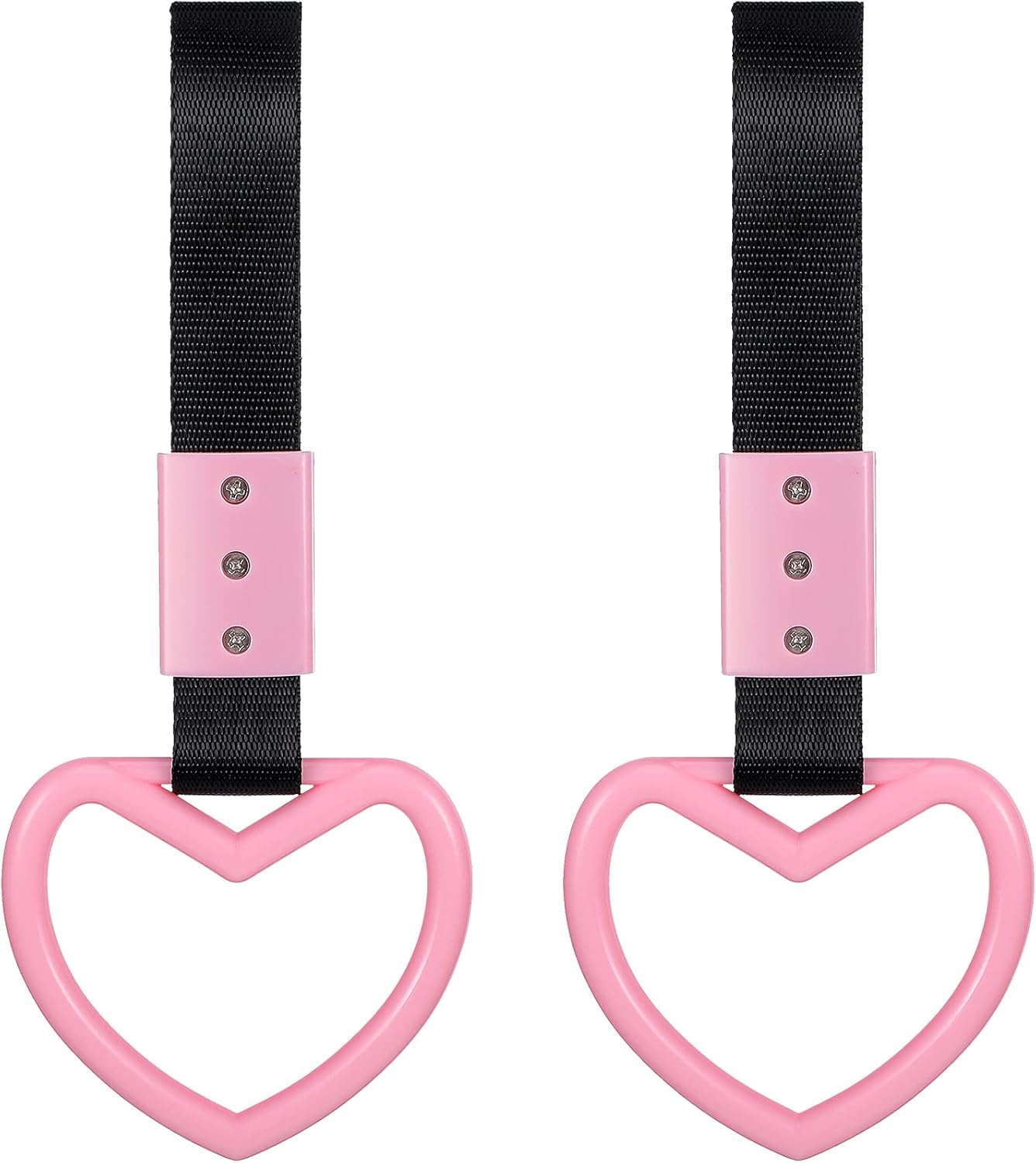 Heart shaped car handle straps light pink 2 pack — view 2