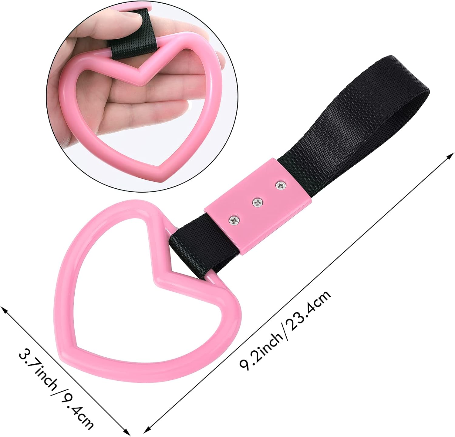 Heart shaped car handle straps light pink 2 pack — view 3