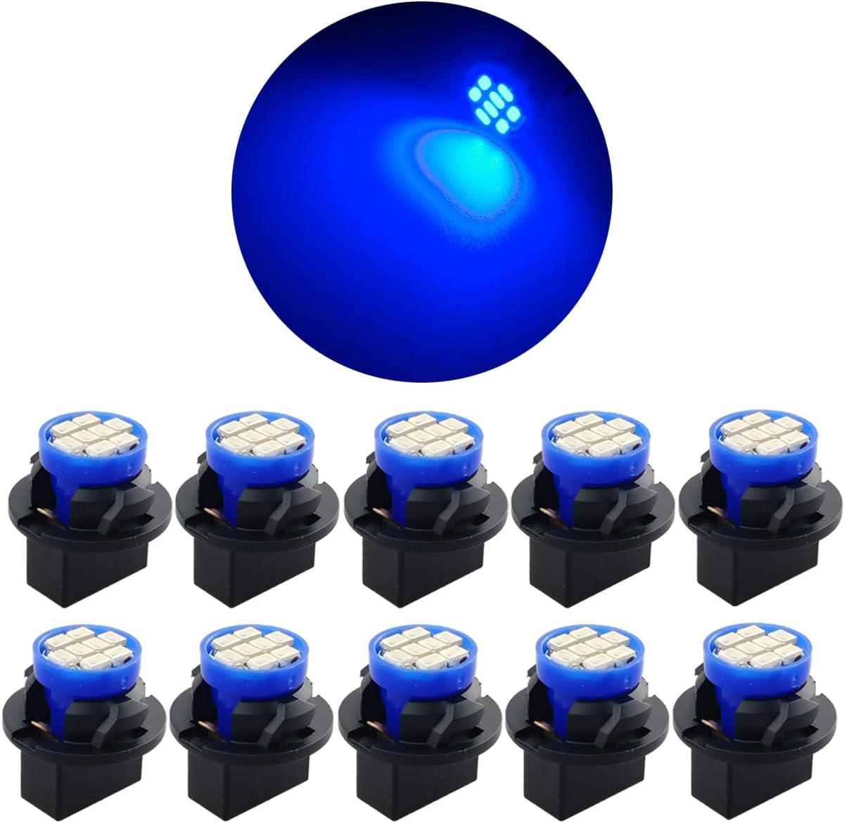 T10 194 168 dash LED bulbs 10 pack blue — view 2
