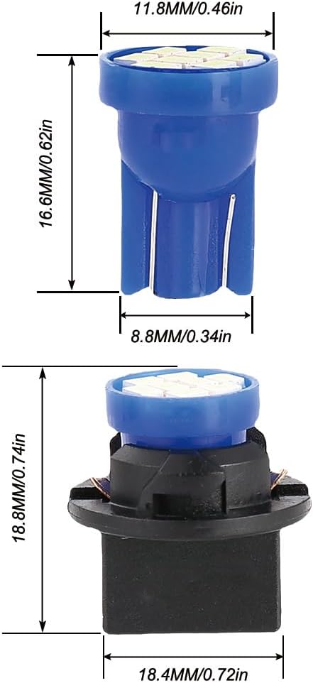 T10 194 168 dash LED bulbs 10 pack blue — view 5