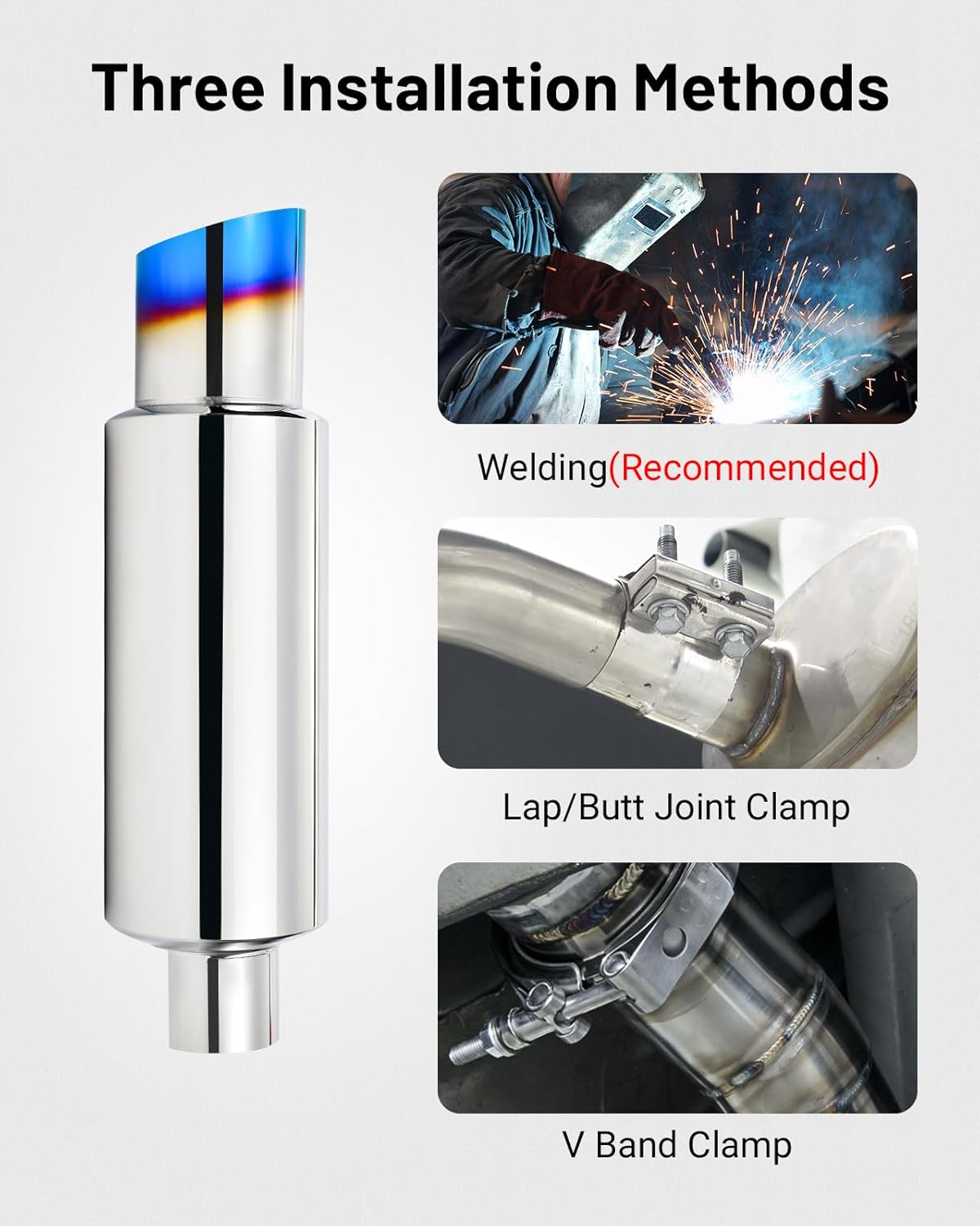 Stainless steel exhaust muffler tip 14.6 inch — view 6