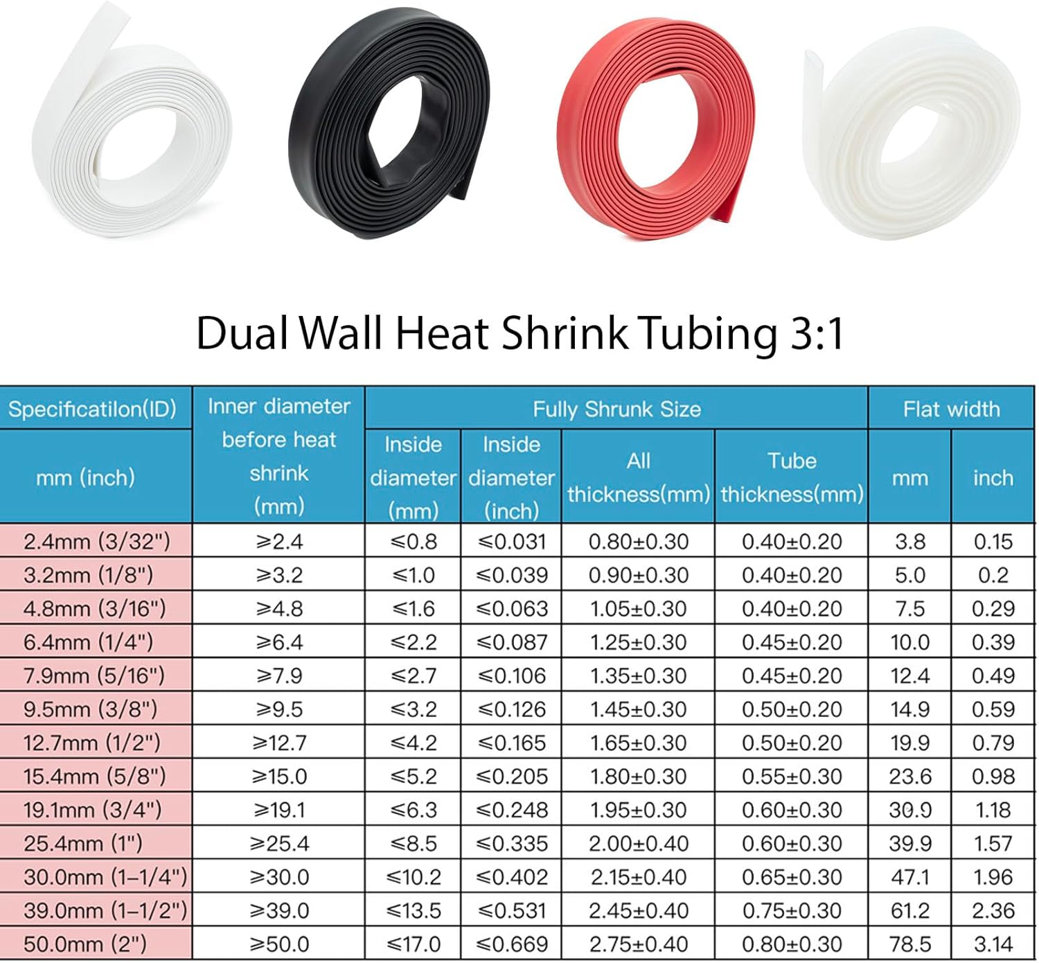 1/2 inch marine heat shrink tubing white — view 3