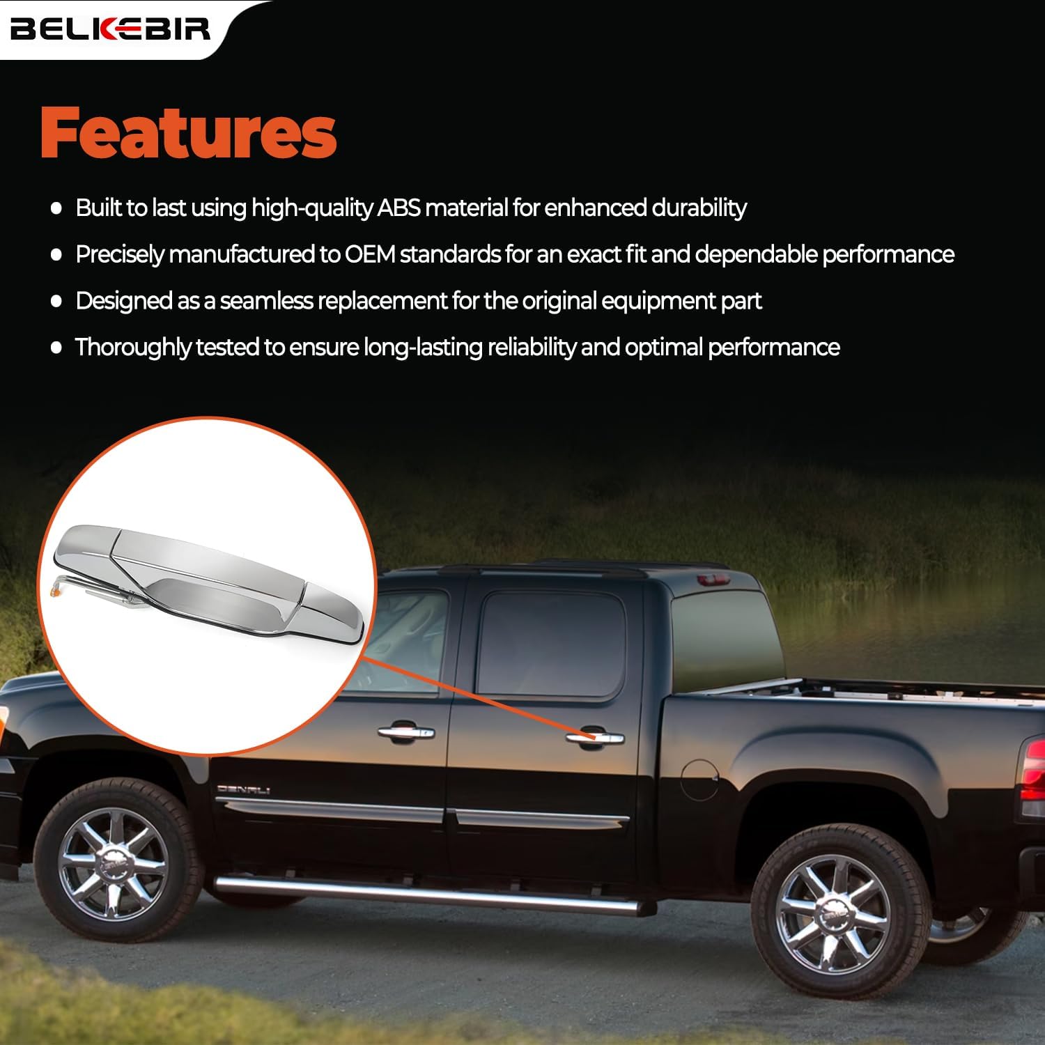 Chevy Silverado rear left chrome door handle — view 5