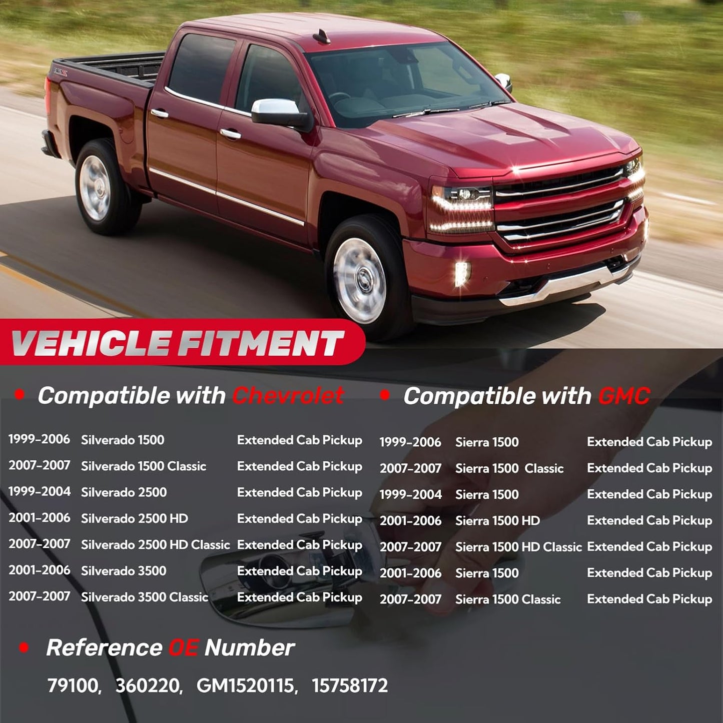 Chevy Silverado rear left door handle — view 3