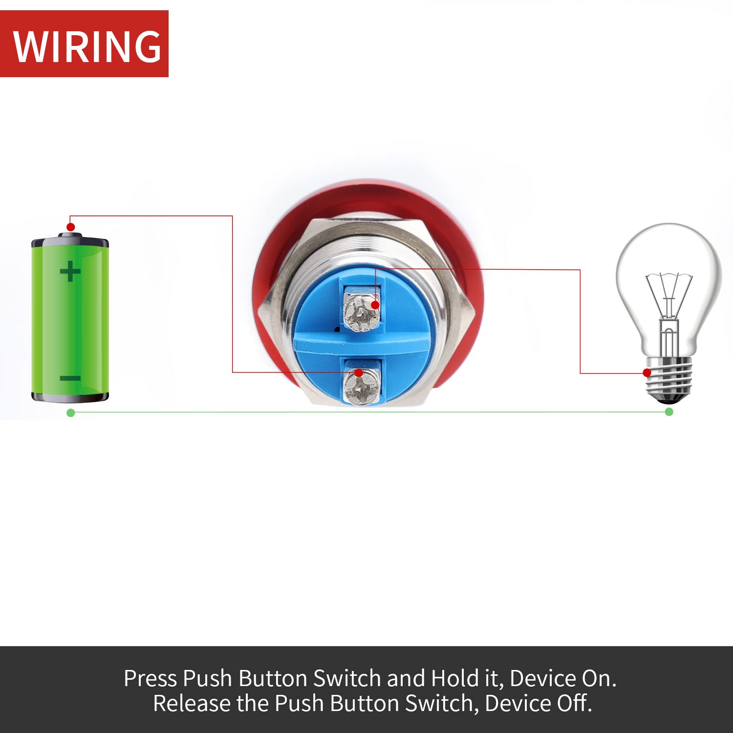 22mm mushroom head push button switch red — view 7