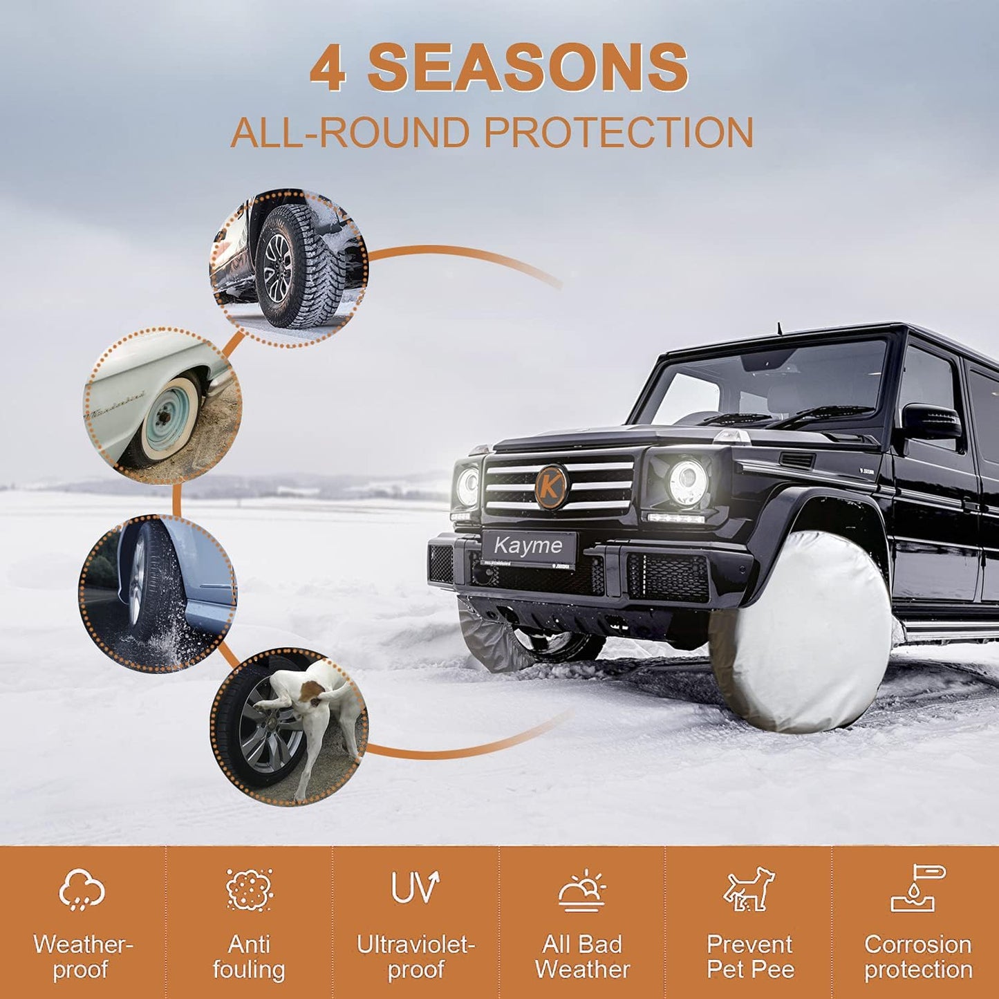 RV tyre covers set of 4 silver — view 5