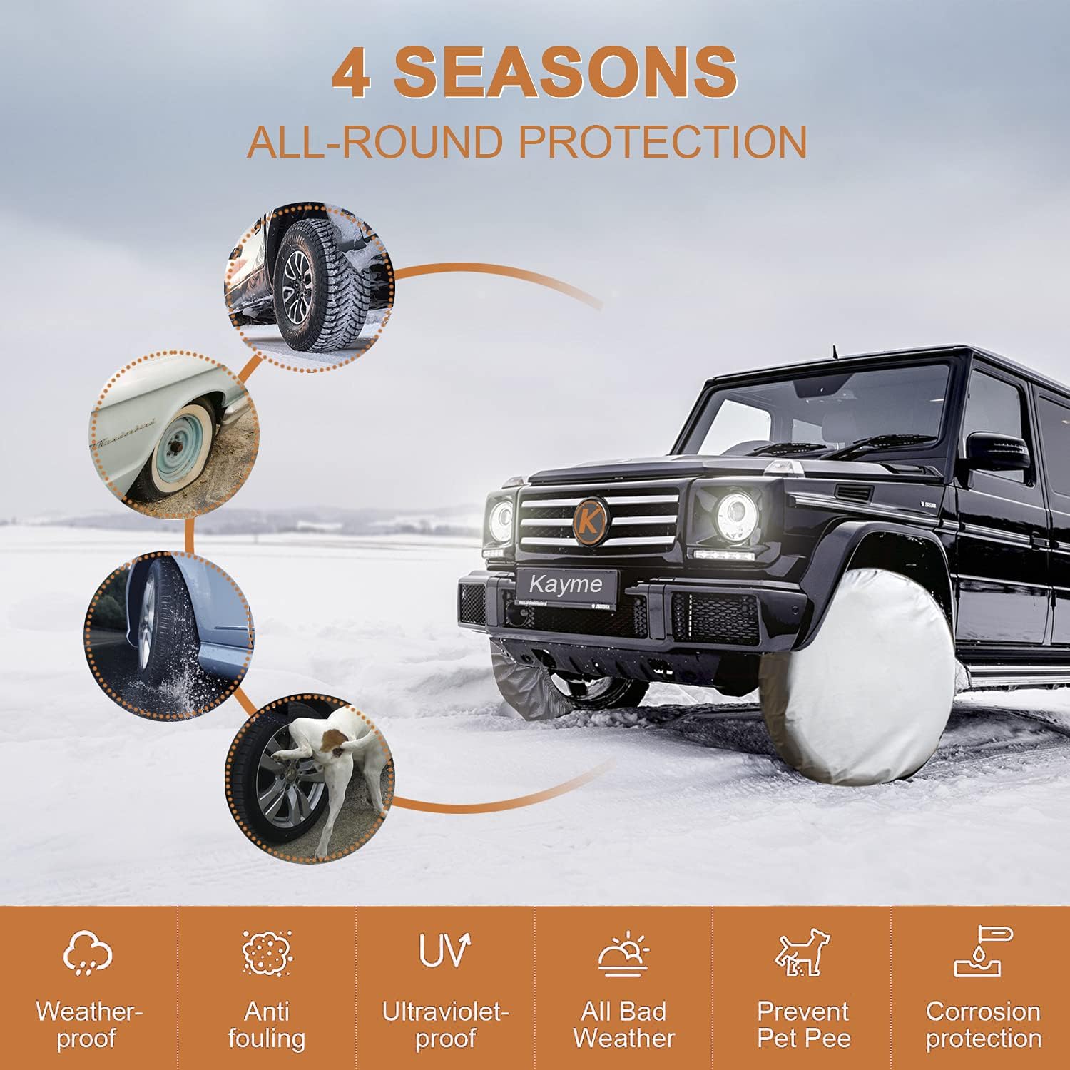 RV tyre covers set of 4 silver — view 5