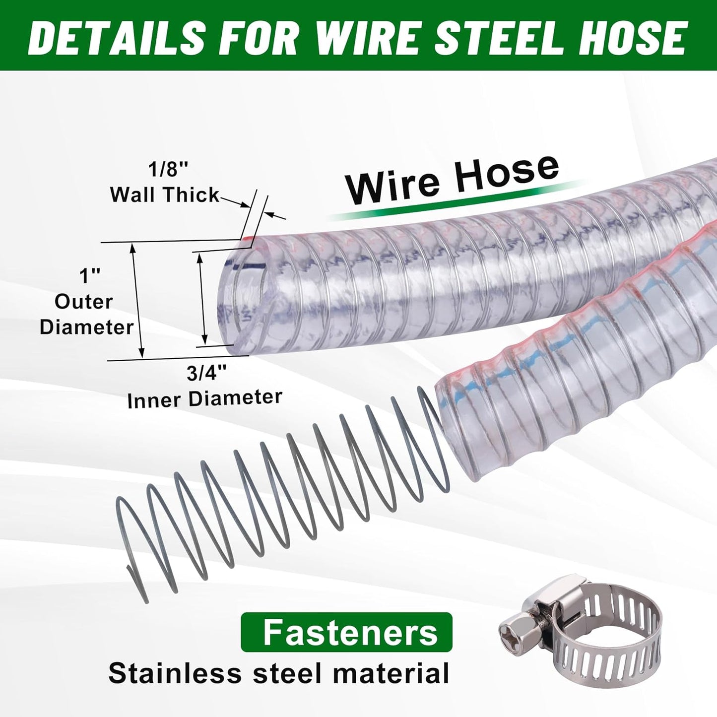Steel wire suction hose 10ft 3/4 inch — view 3