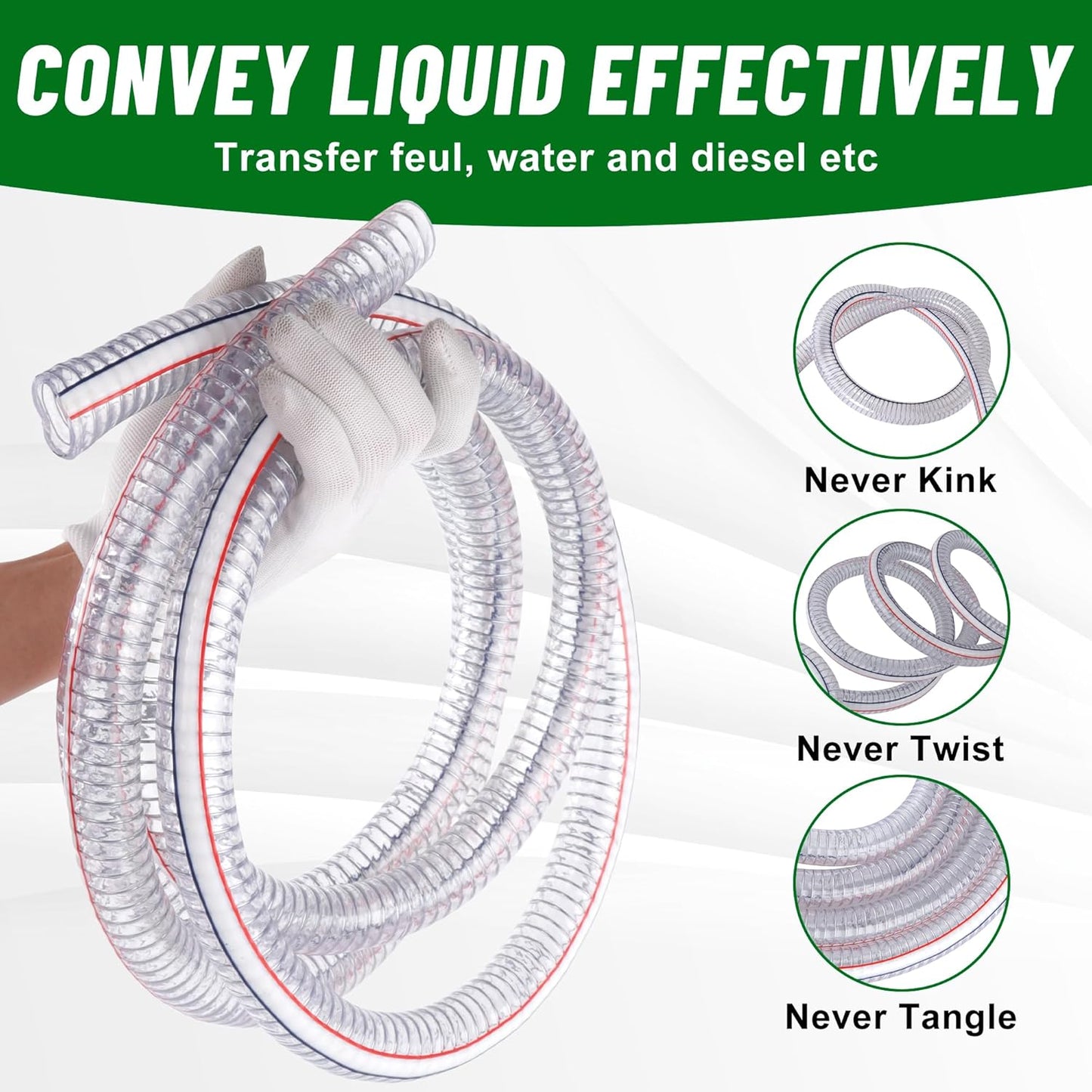 Steel wire suction hose 10ft 3/4 inch — view 4