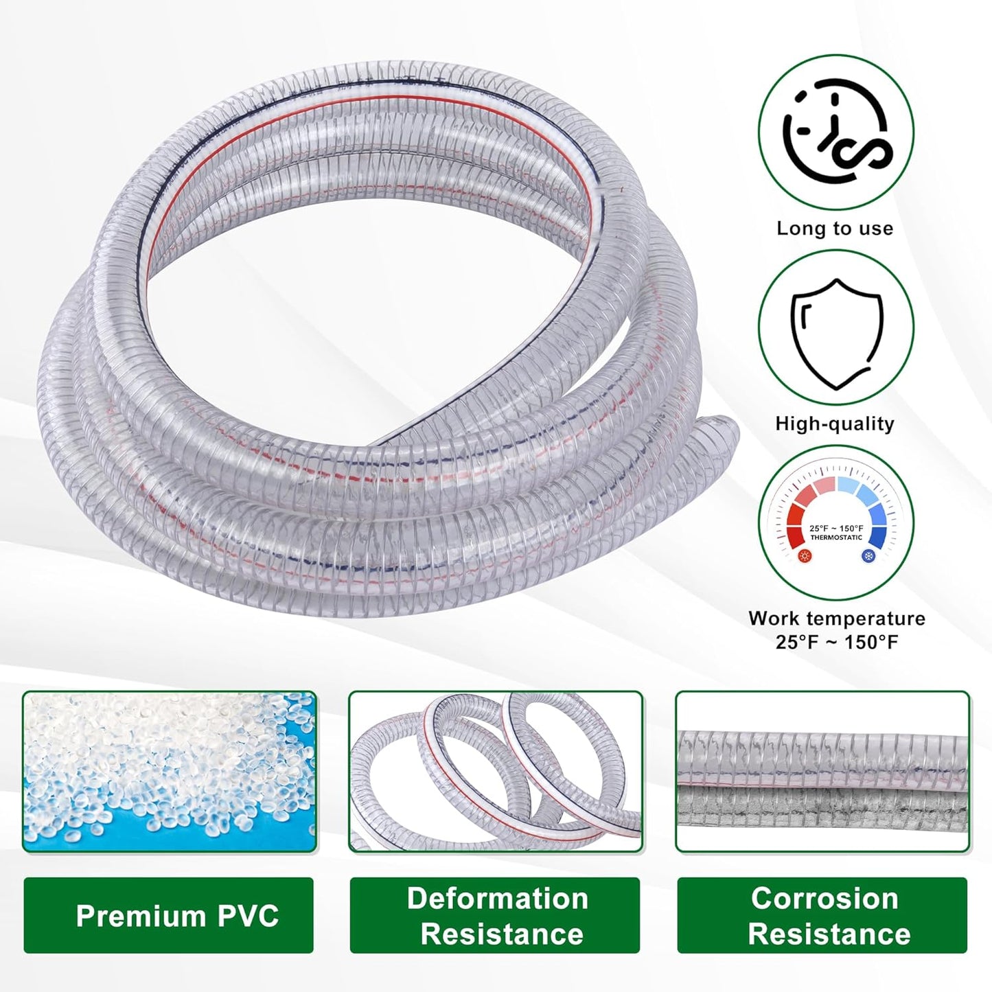 Steel wire suction hose 10ft 3/4 inch — view 6