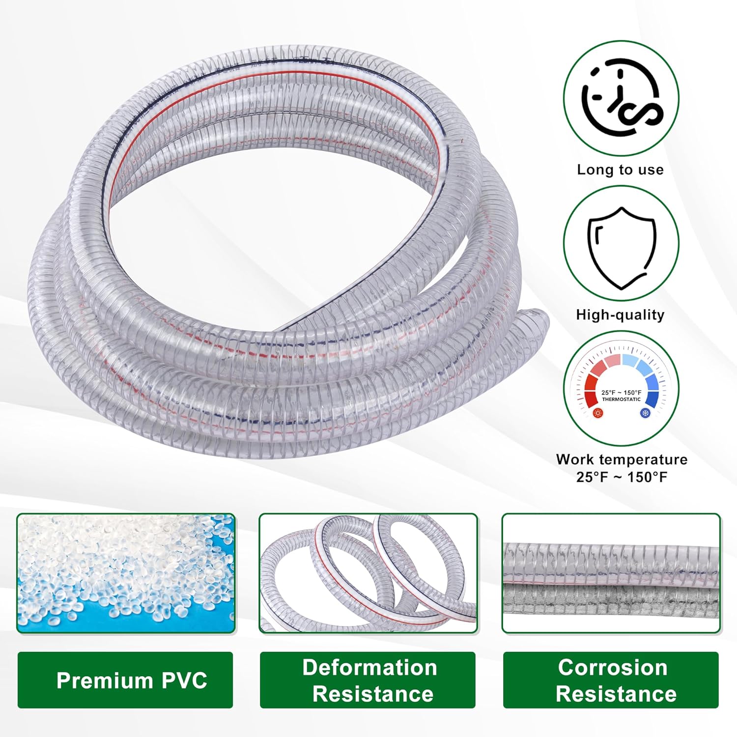 Steel wire suction hose 10ft 3/4 inch — view 6
