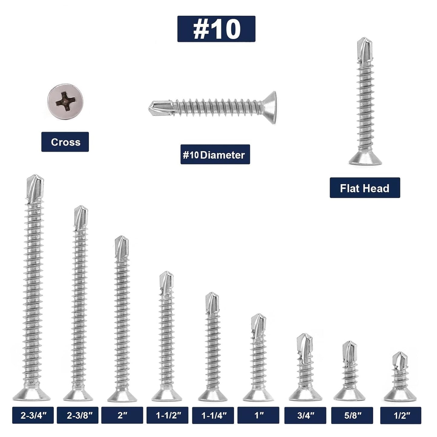 Stainless steel sheet metal tek screws 100 pack — view 4