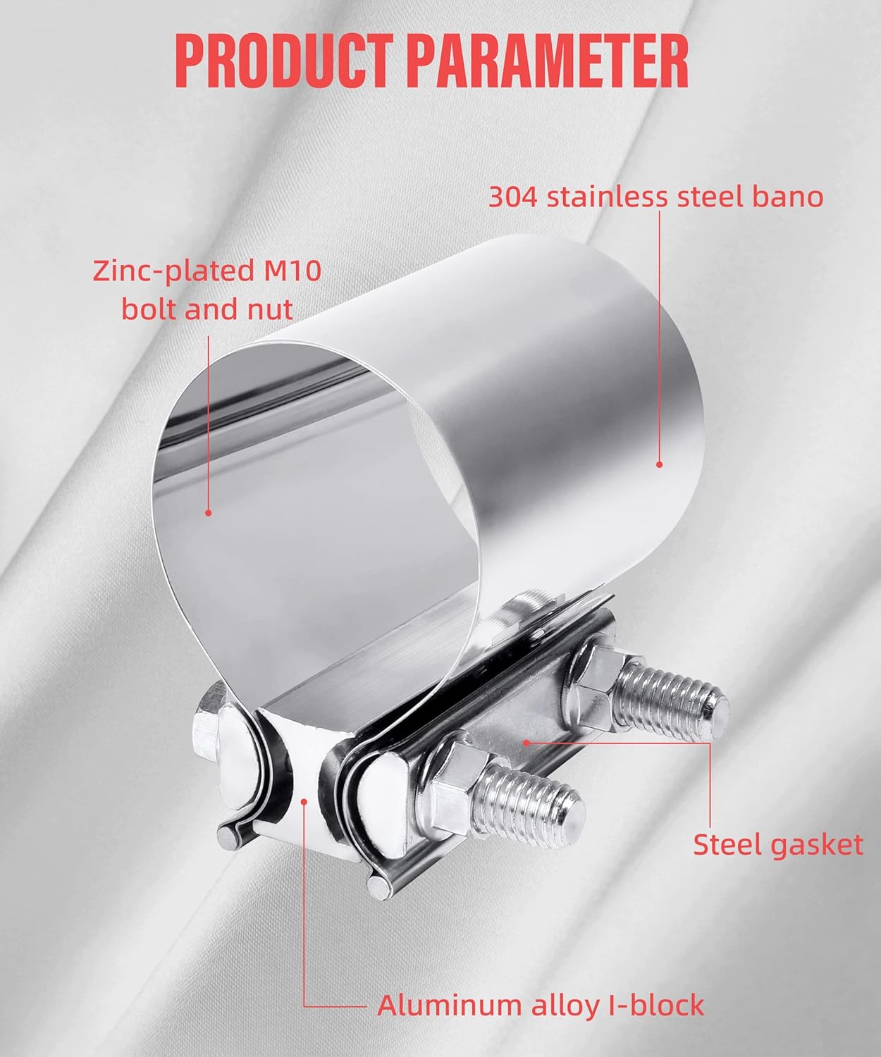 Zlirfy stainless steel exhaust clamp 2.5 inch — view 5