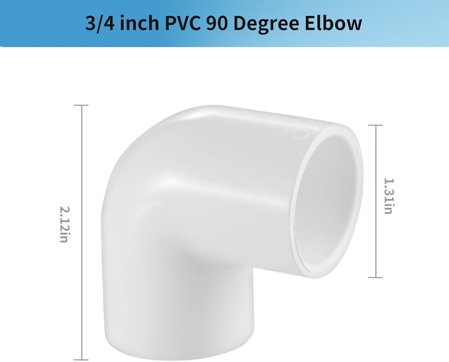 3/4 inch 90 degree PVC elbow fittings 10 pack — view 3