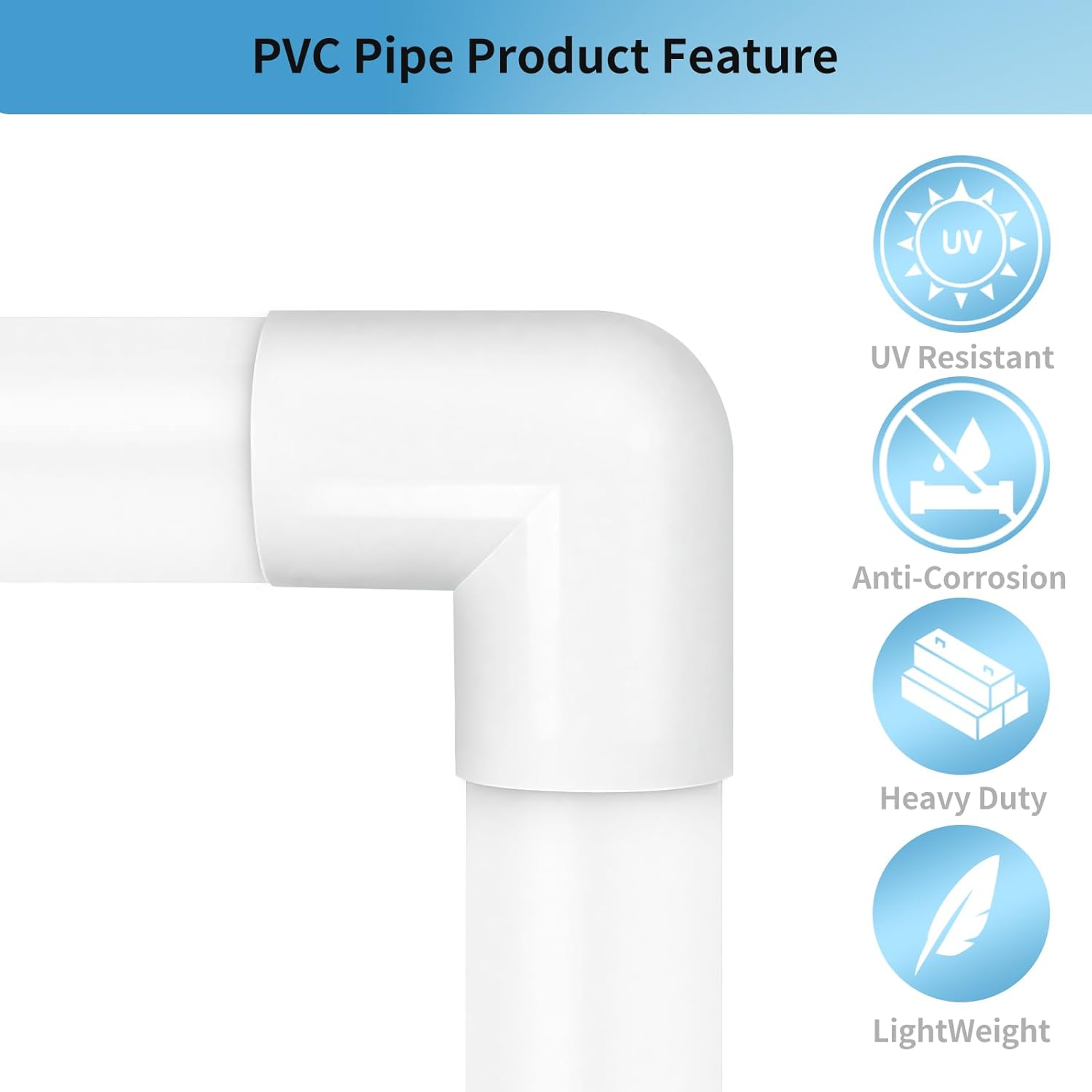 3/4 inch 90 degree PVC elbow fittings 10 pack — view 4