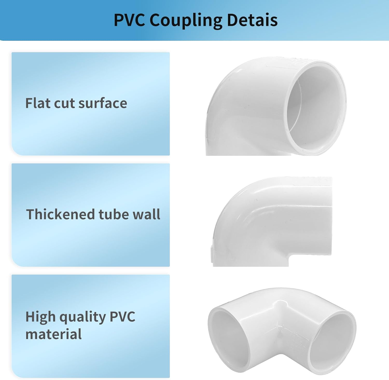 3/4 inch 90 degree PVC elbow fittings 10 pack — view 5