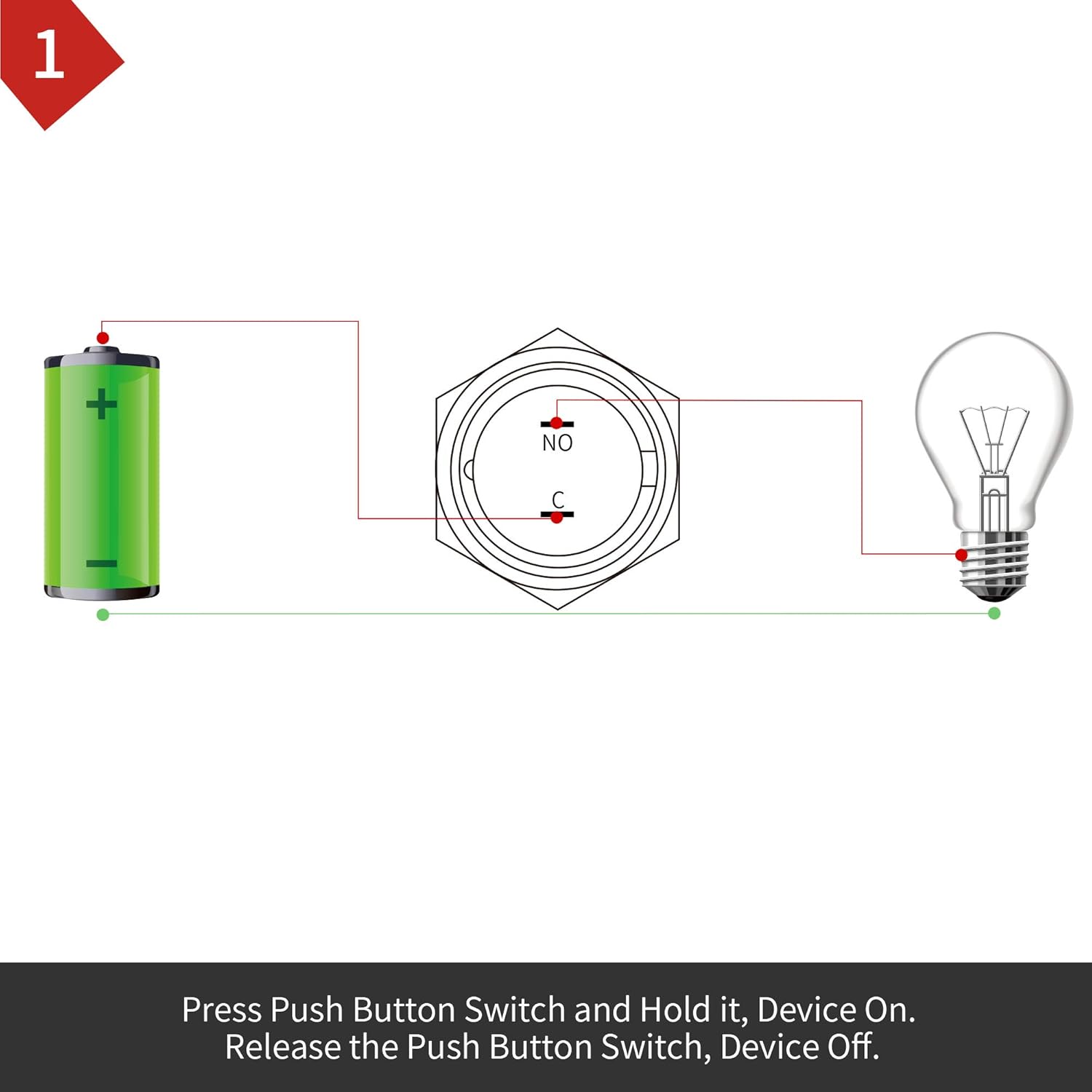 19mm momentary push button switch 2 pack — view 7