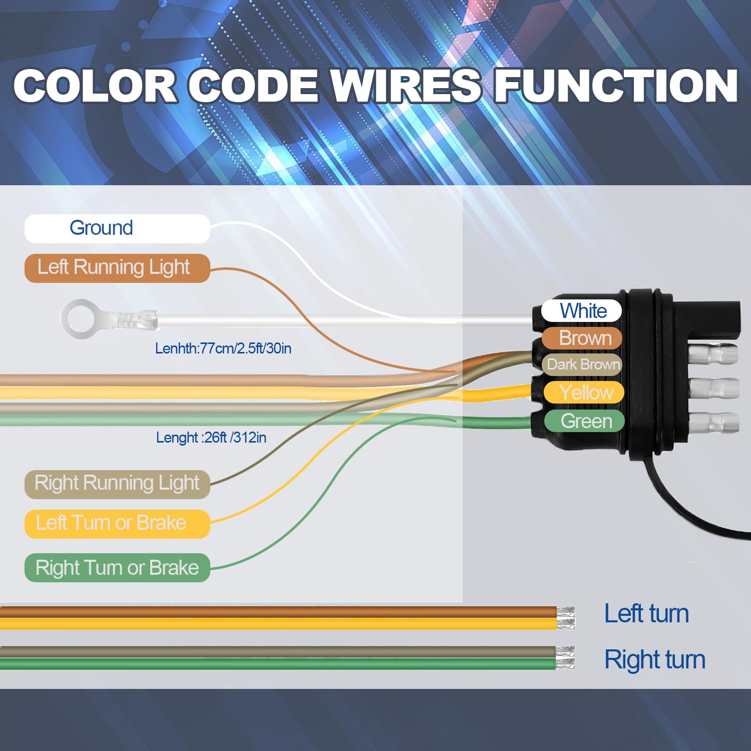26ft 4 pin trailer wiring harness kit — view 6