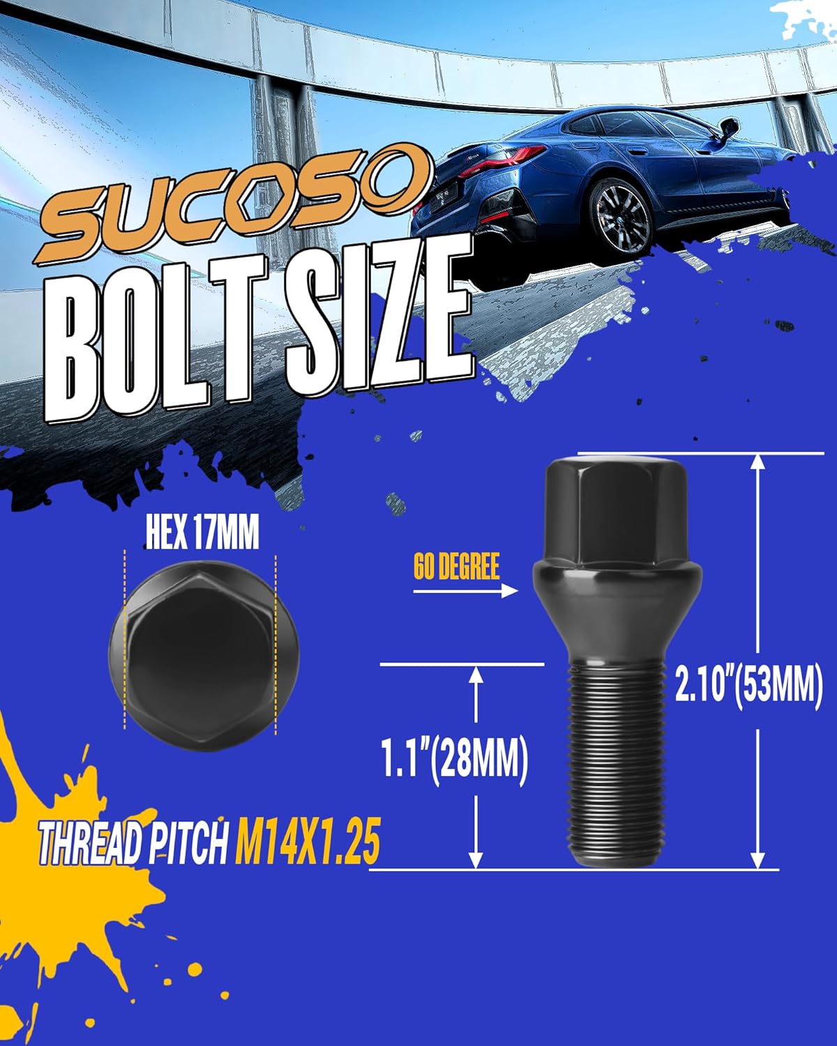 14x1.25 BMW lug bolts black 20 pack — view 3